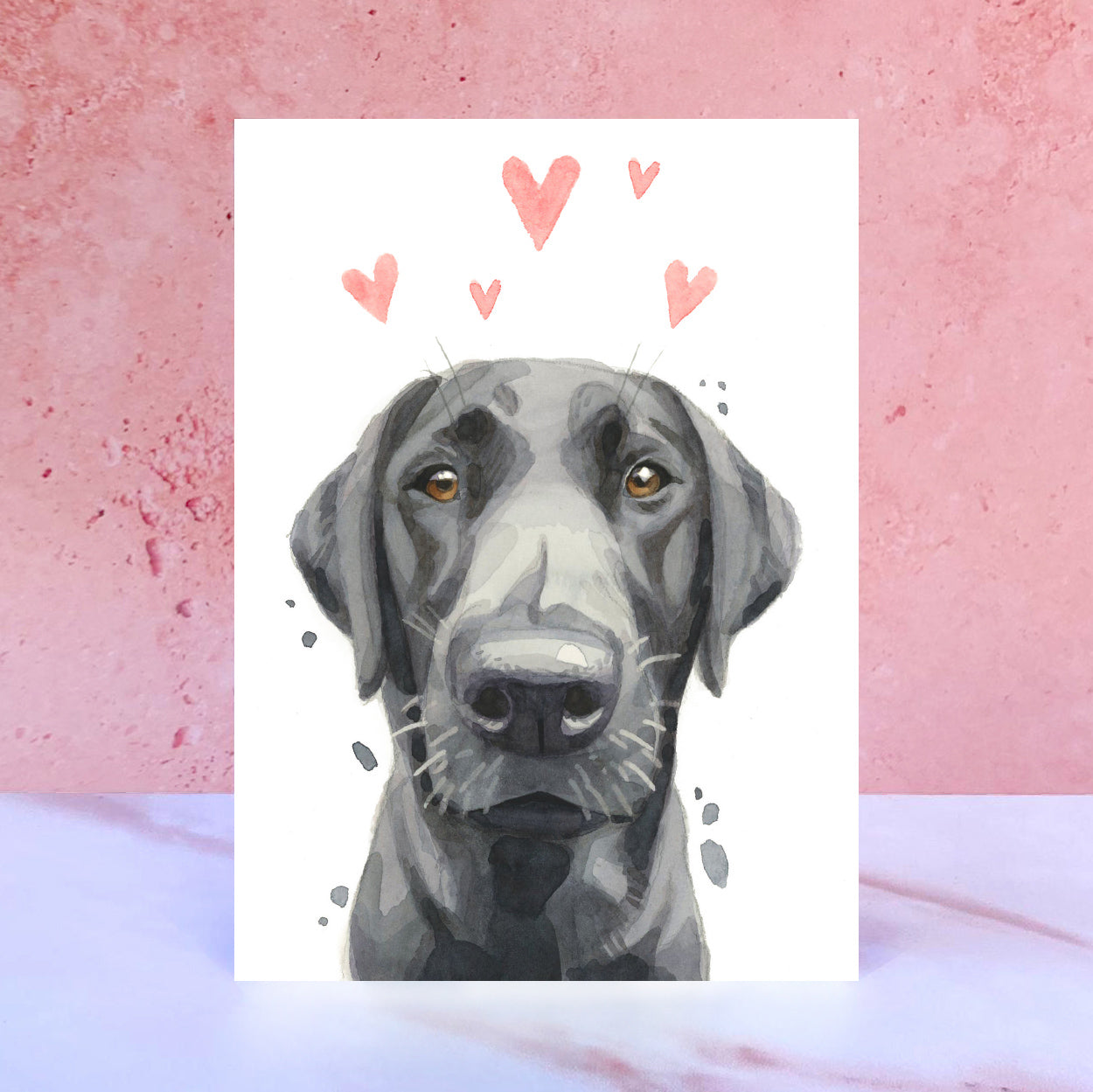 Black Labrador Licks & Kisses Card for Valentines, Anniversaries and from the Dog
