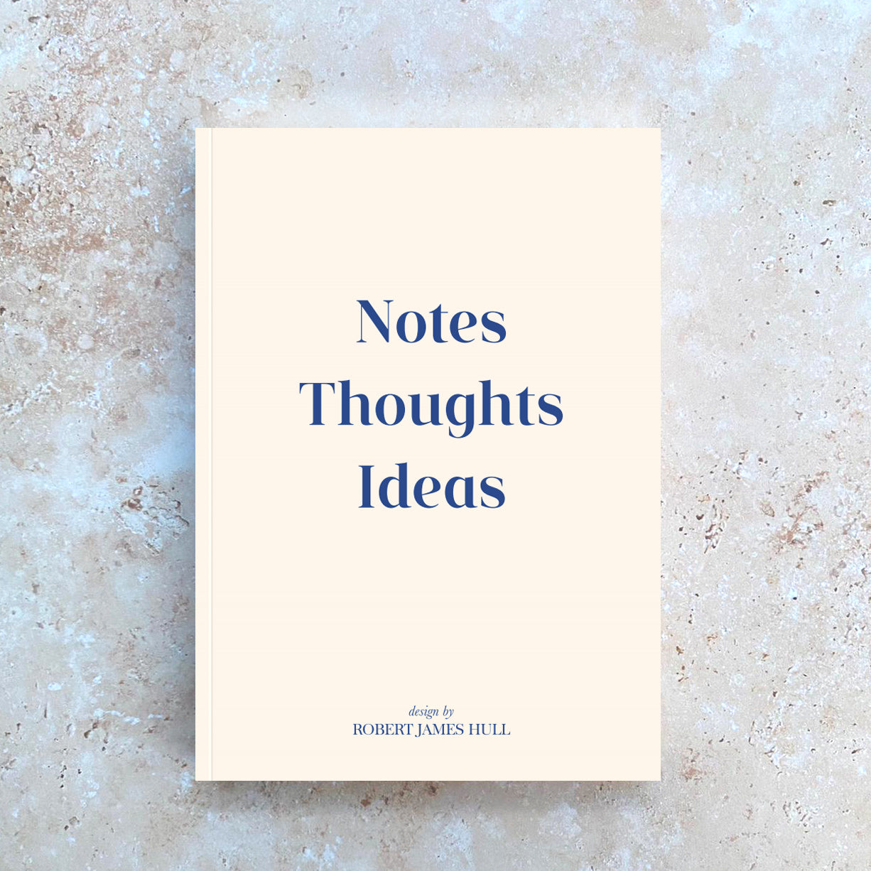 Notes Thoughts Ideas Cream and Blue A5 Premium Notebook