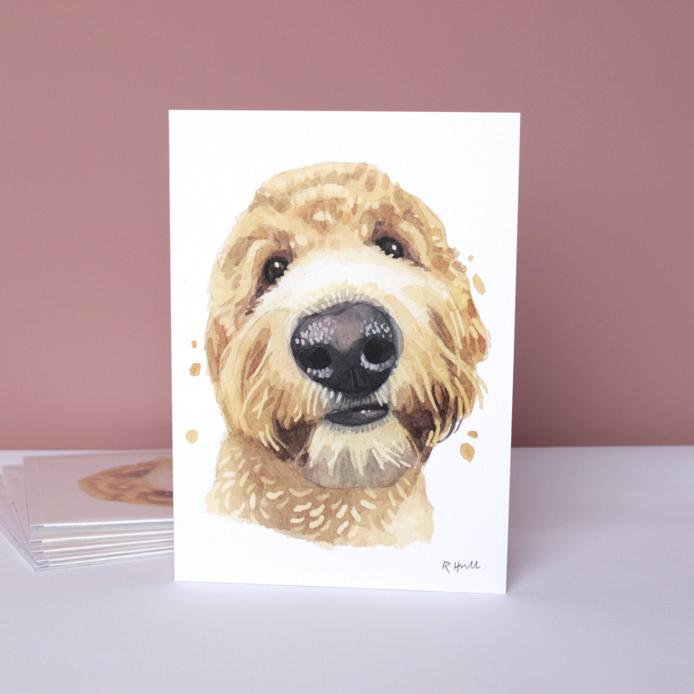 Pack of 5 Golden Doodle All Occasion Cards, Cute Labradoodle Goldendoodle Greeting Card