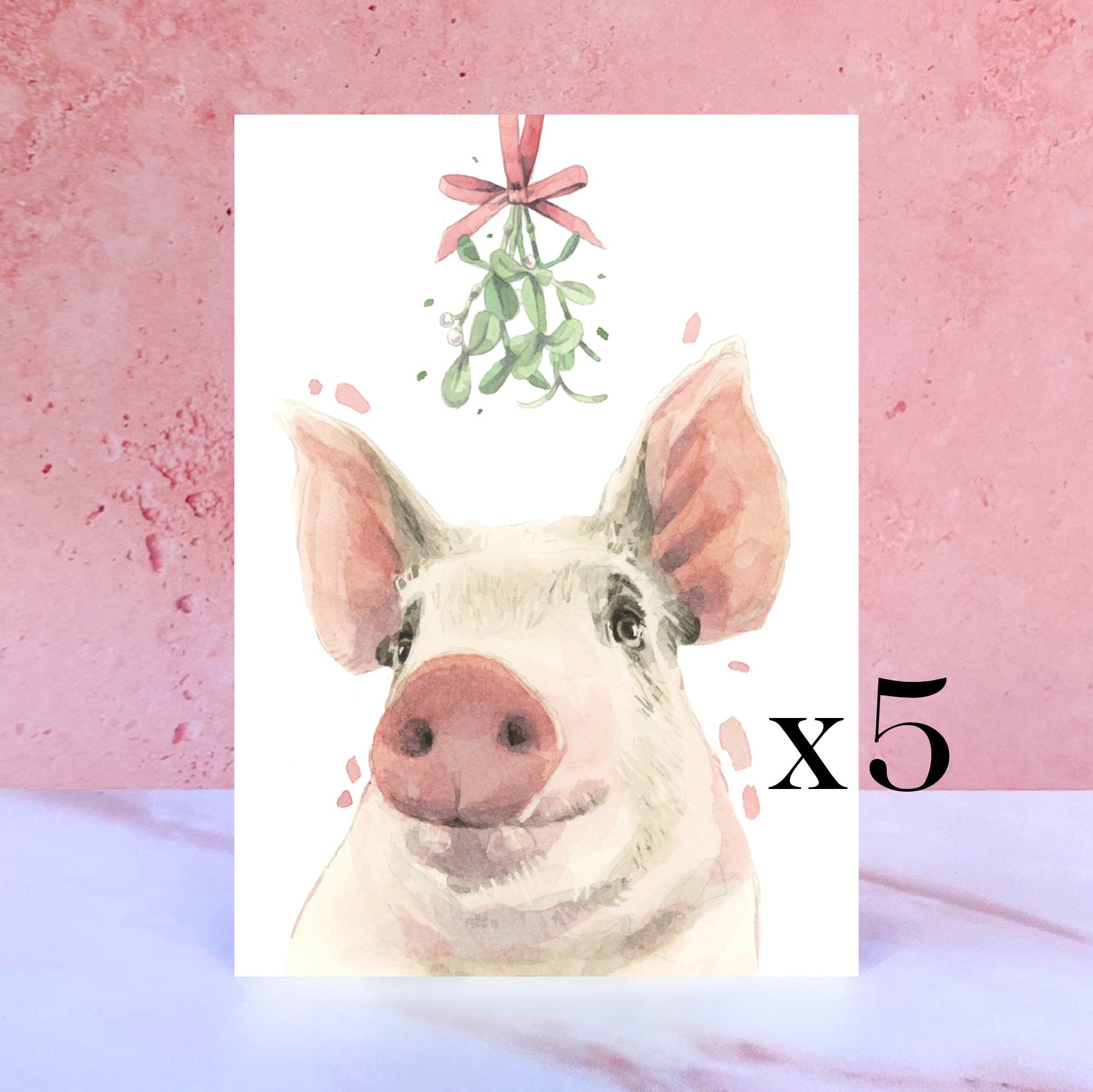Pack of 5 Pig Christmas Cards