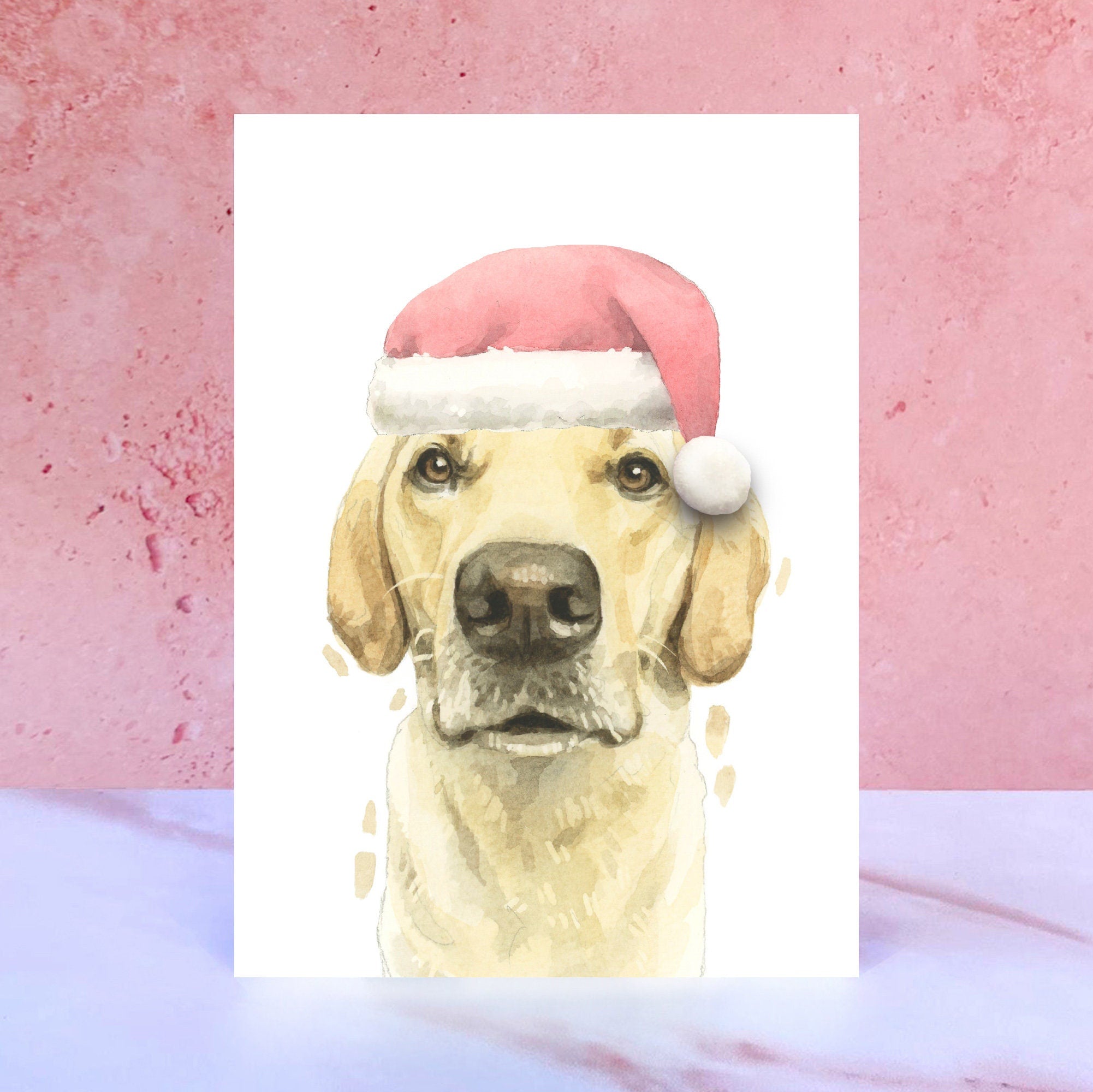 Yellow Labrador Pompom Christmas Card