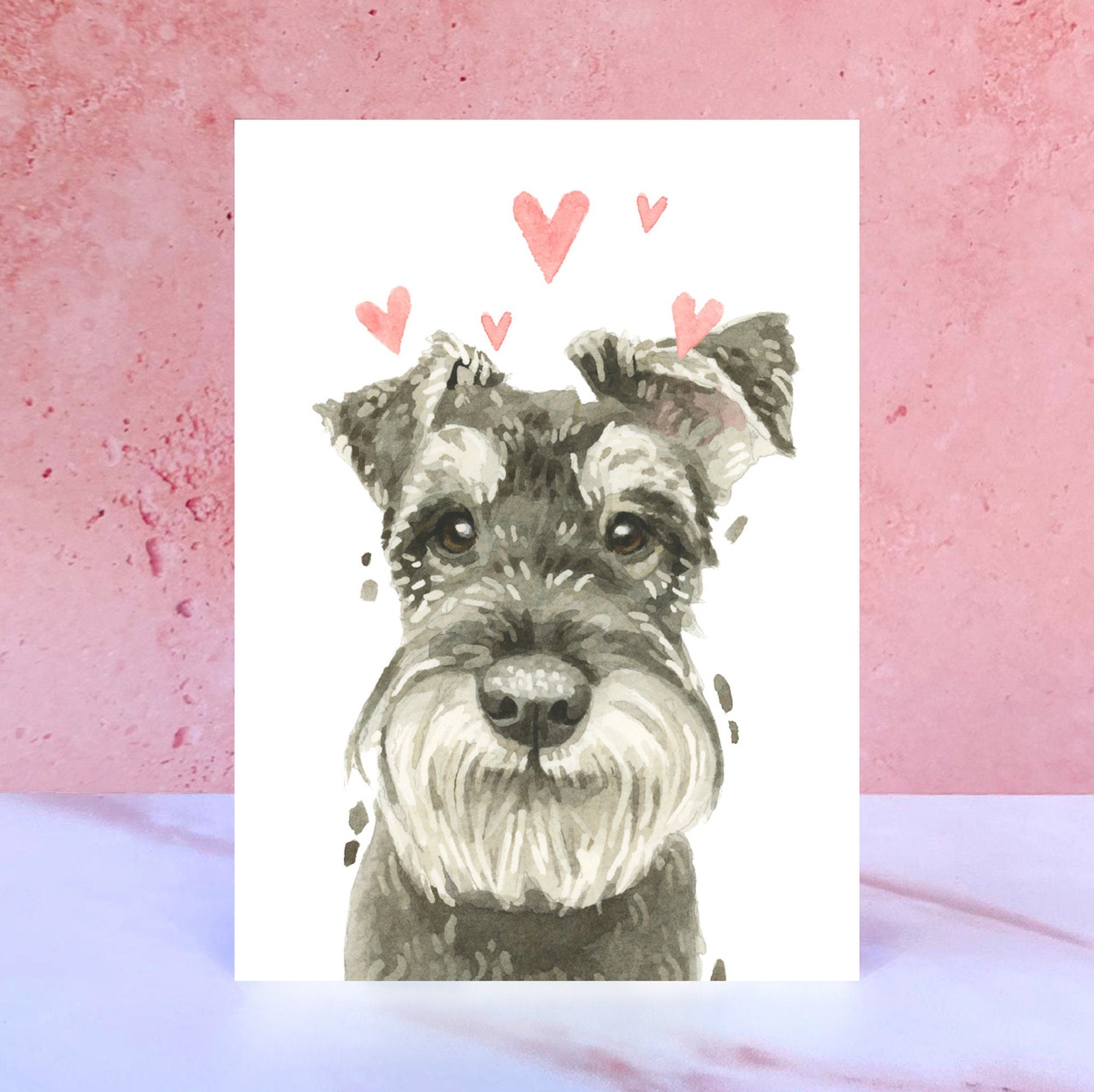 Schnauzer Licks & Kisses Card for Valentines, Anniversaries and from the Dog