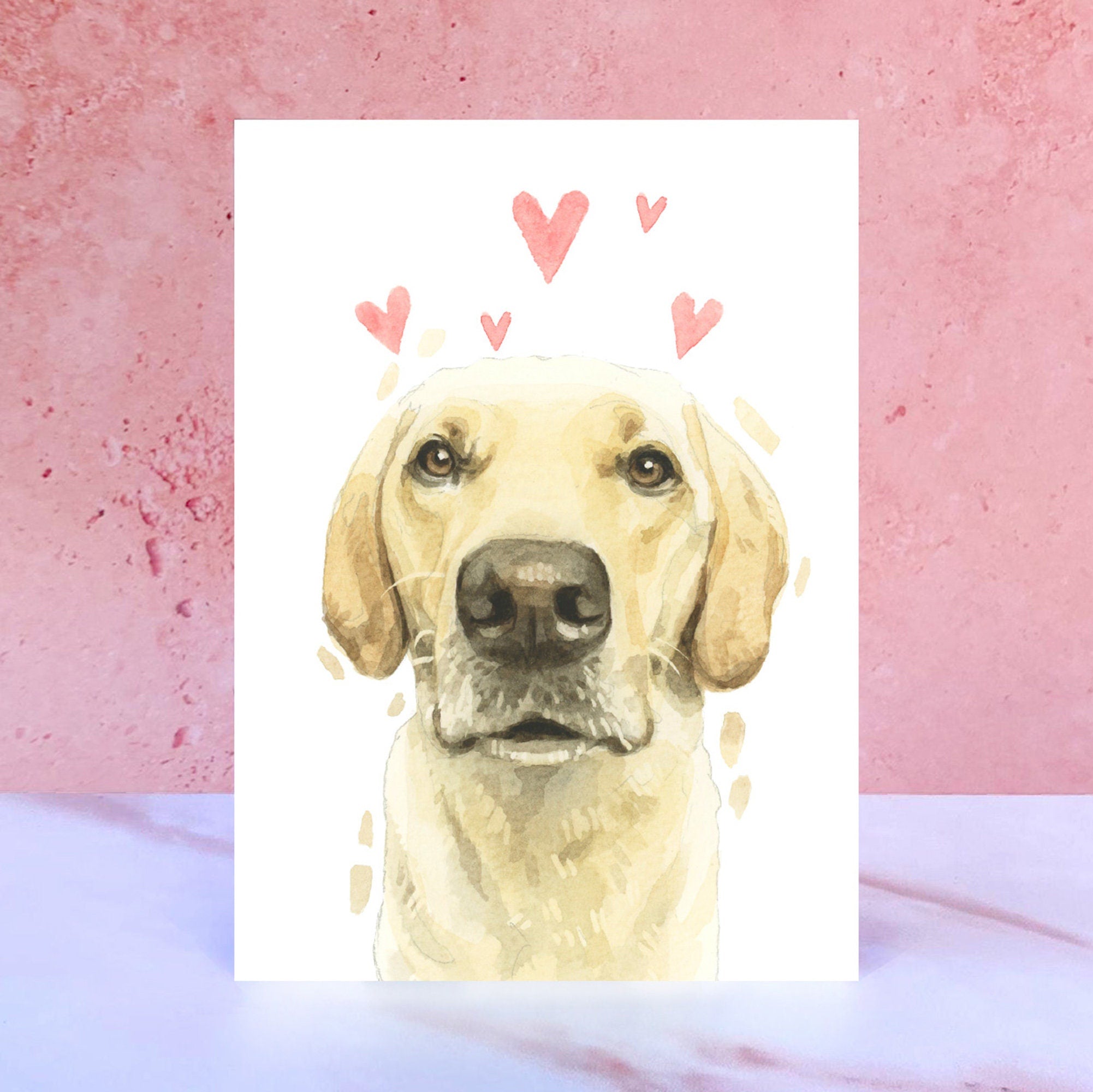 Yellow Labrador Licks & Kisses Card for Valentines, Anniversaries and from the Dog
