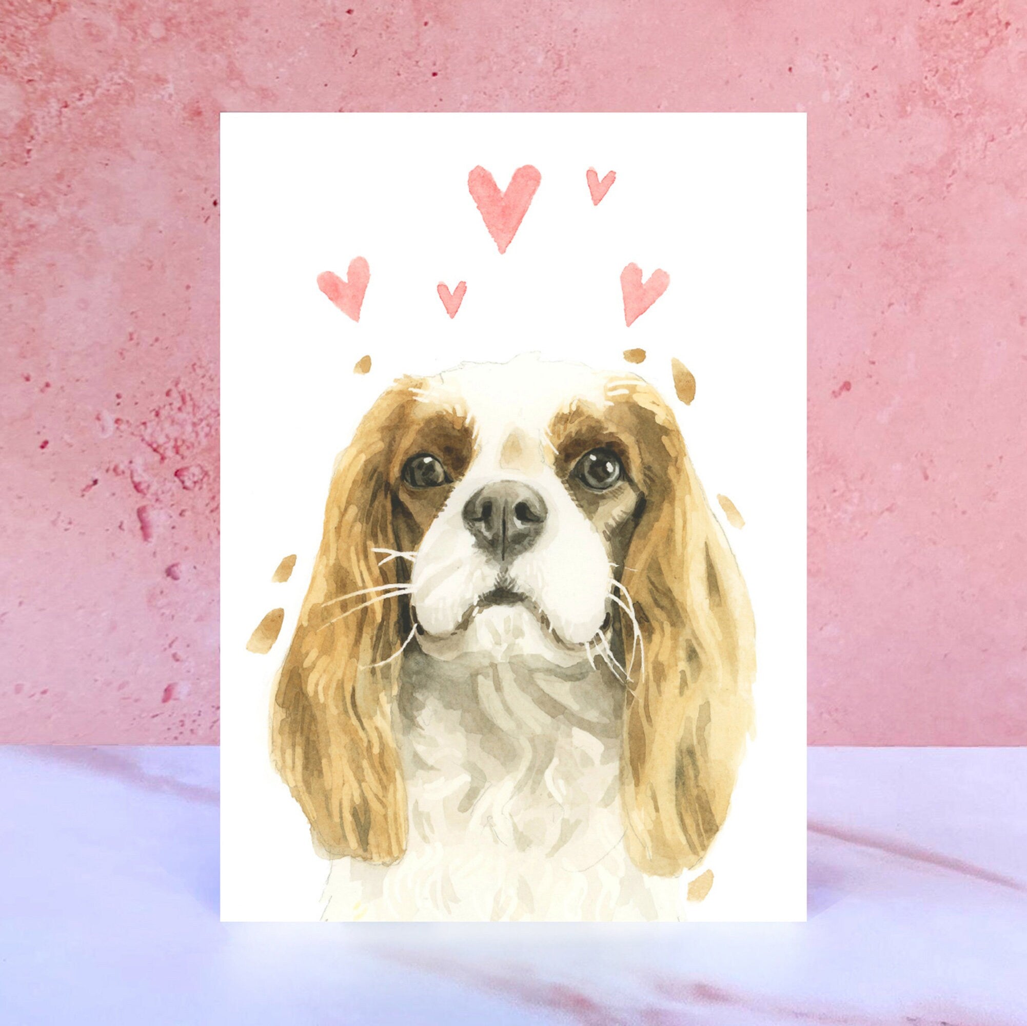 Cavalier King Charles Spaniel Licks & Kisses Card for Valentines, Anniversaries and from the Dog
