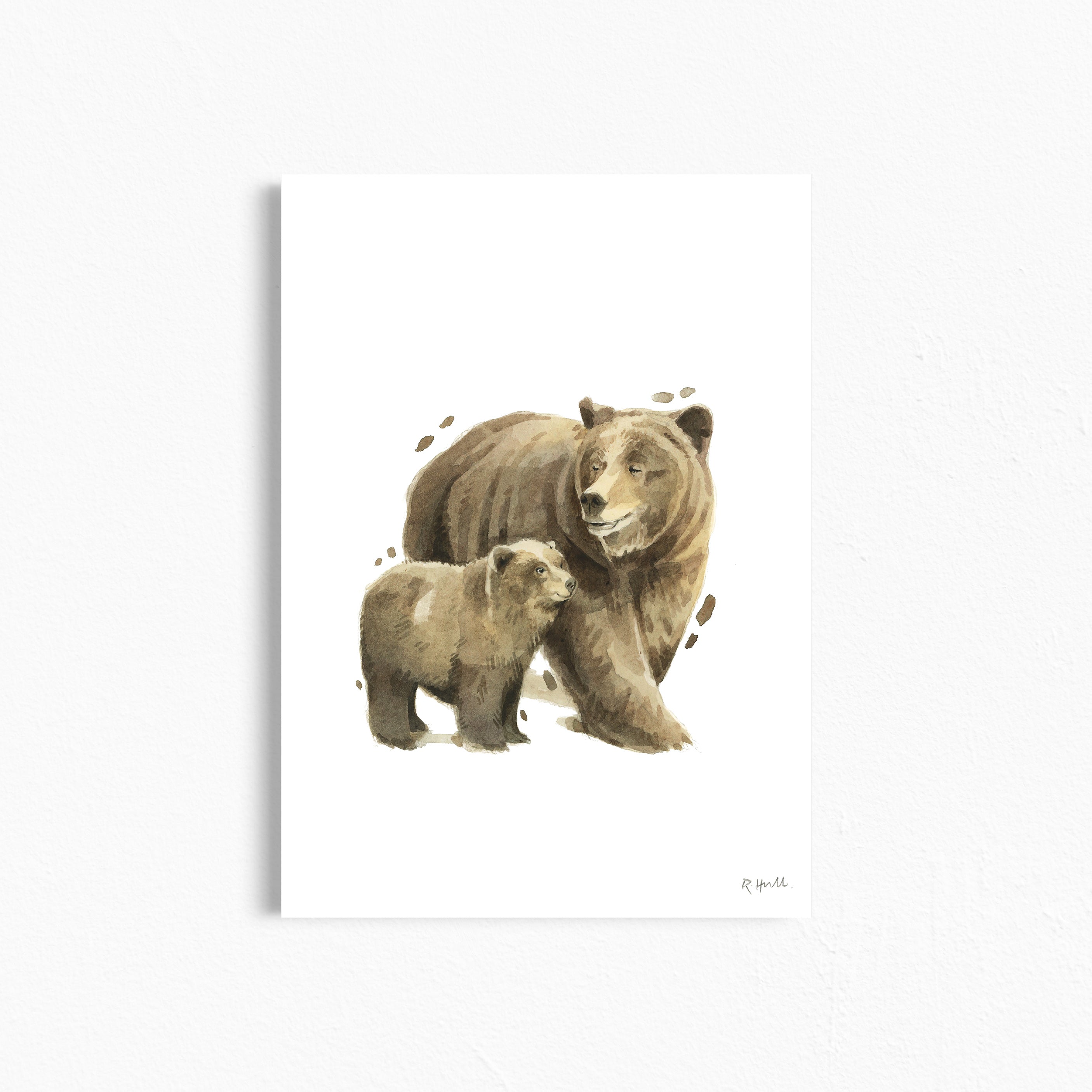 Bear and Cub A4/Letter Watercolour Print