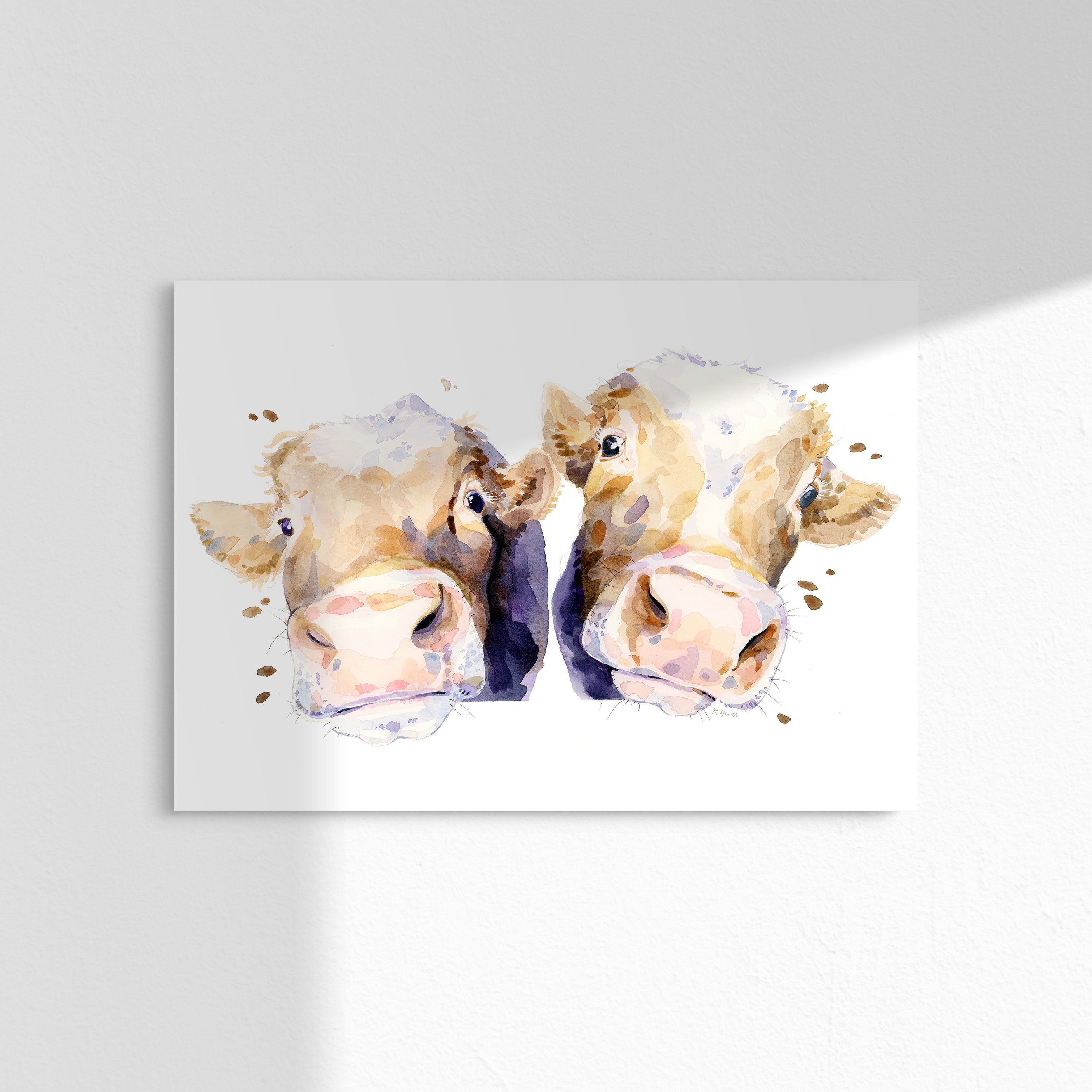 Cows A4/Letter Watercolour Print - "Pucker Up"