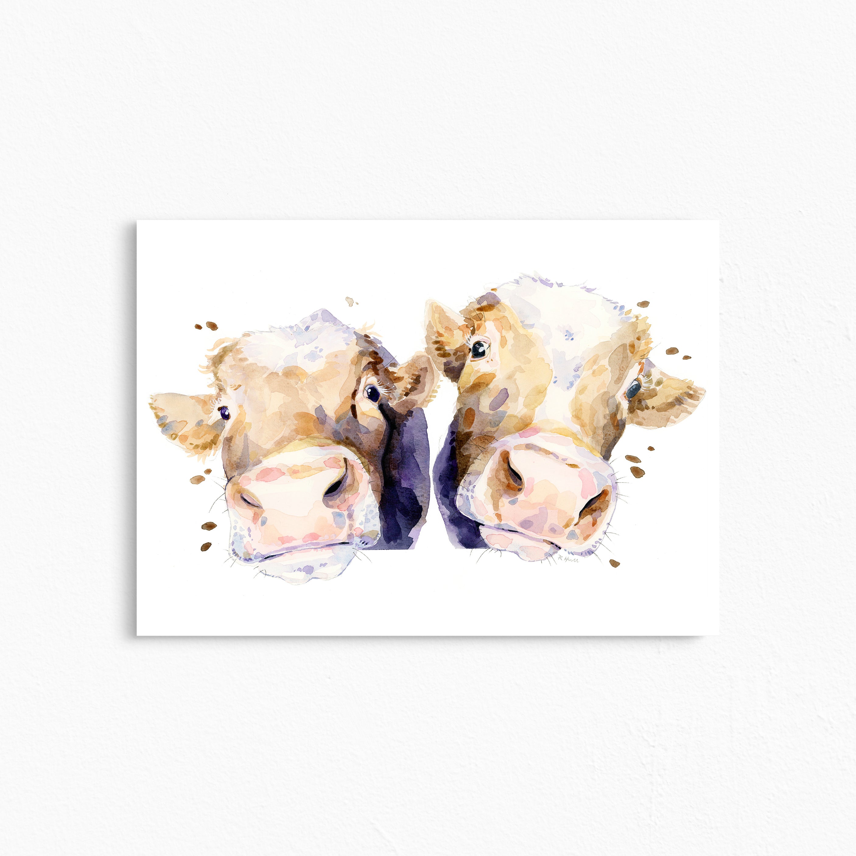 Cows A4/Letter Watercolour Print - "Pucker Up"