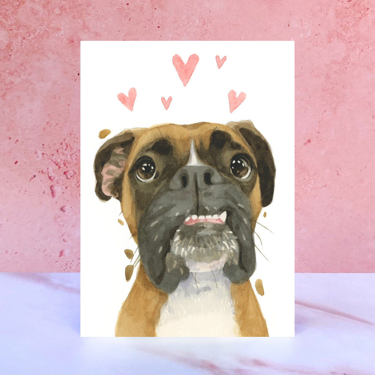 Boxer Dog Licks & Kisses Card for Valentines, Anniversaries and from the Dog