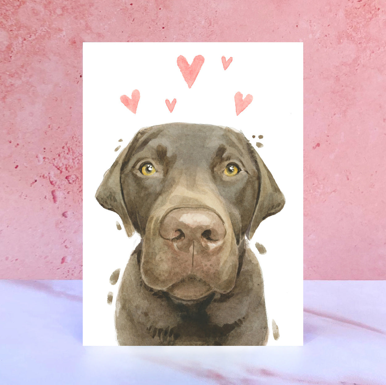 Chocolate Labrador Licks & Kisses Card for Valentines, Anniversaries and from the Dog