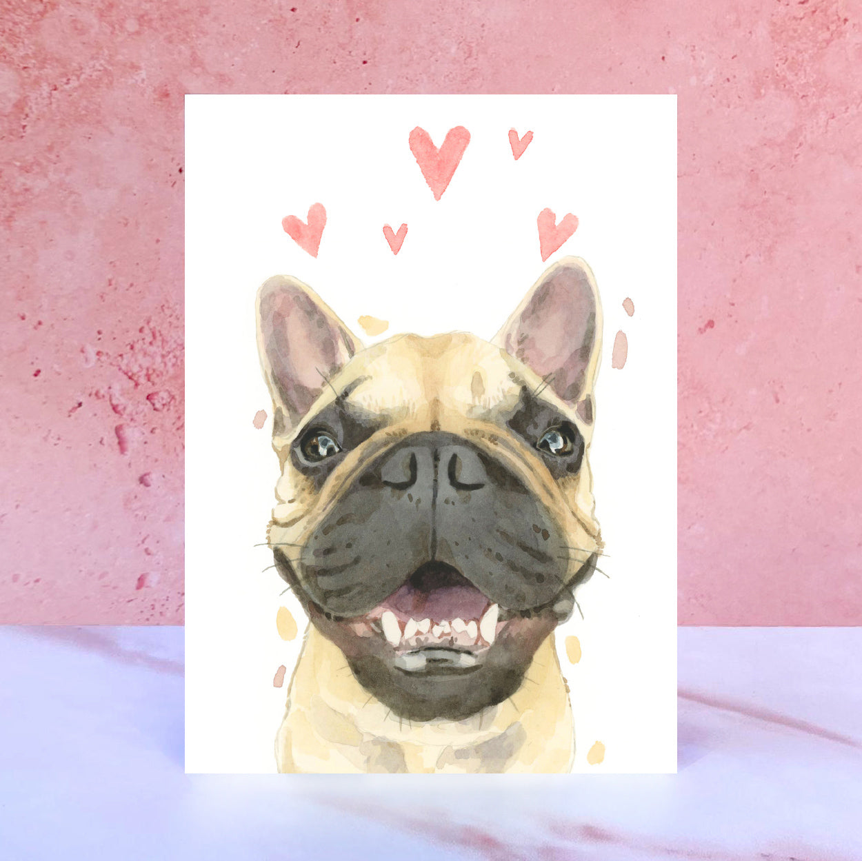 French Bulldog Licks & Kisses Card for Valentines, Anniversaries and from the Frenchie