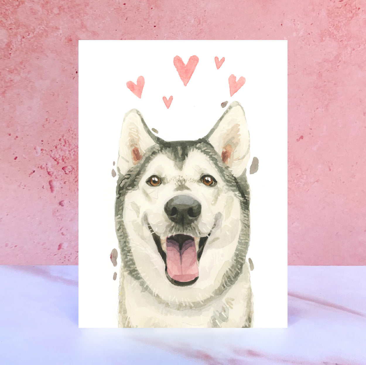 Siberian Husky Licks & Kisses Card for Valentines, Anniversaries and from the Dog