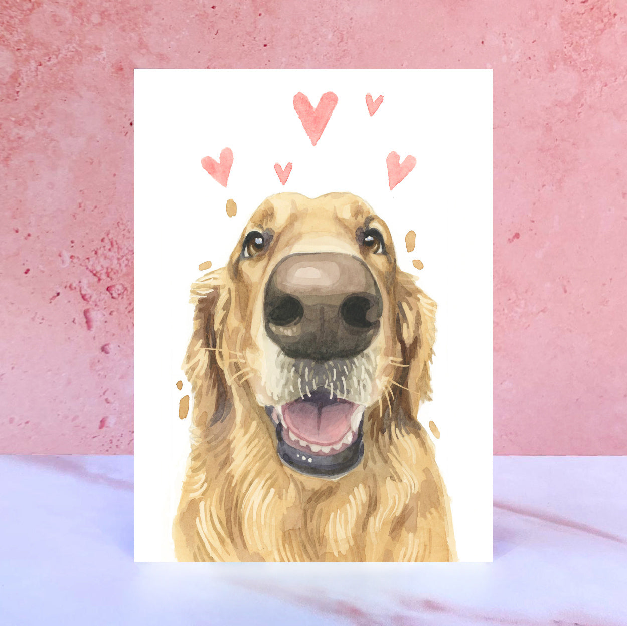 Golden Retriever Licks & Kisses Card for Valentines, Anniversaries and from the Dog