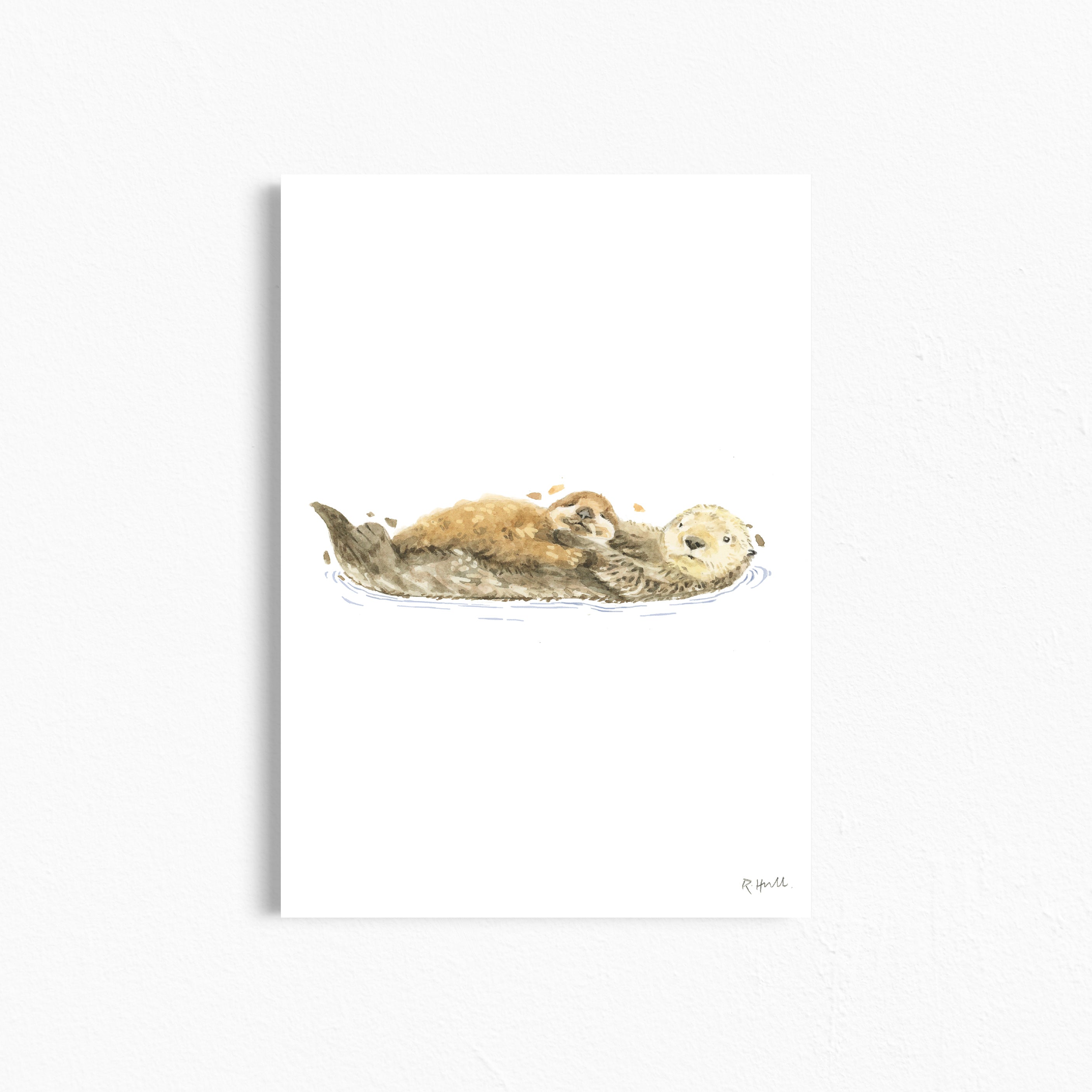 Otter and Pup A4/Letter Watercolour Print