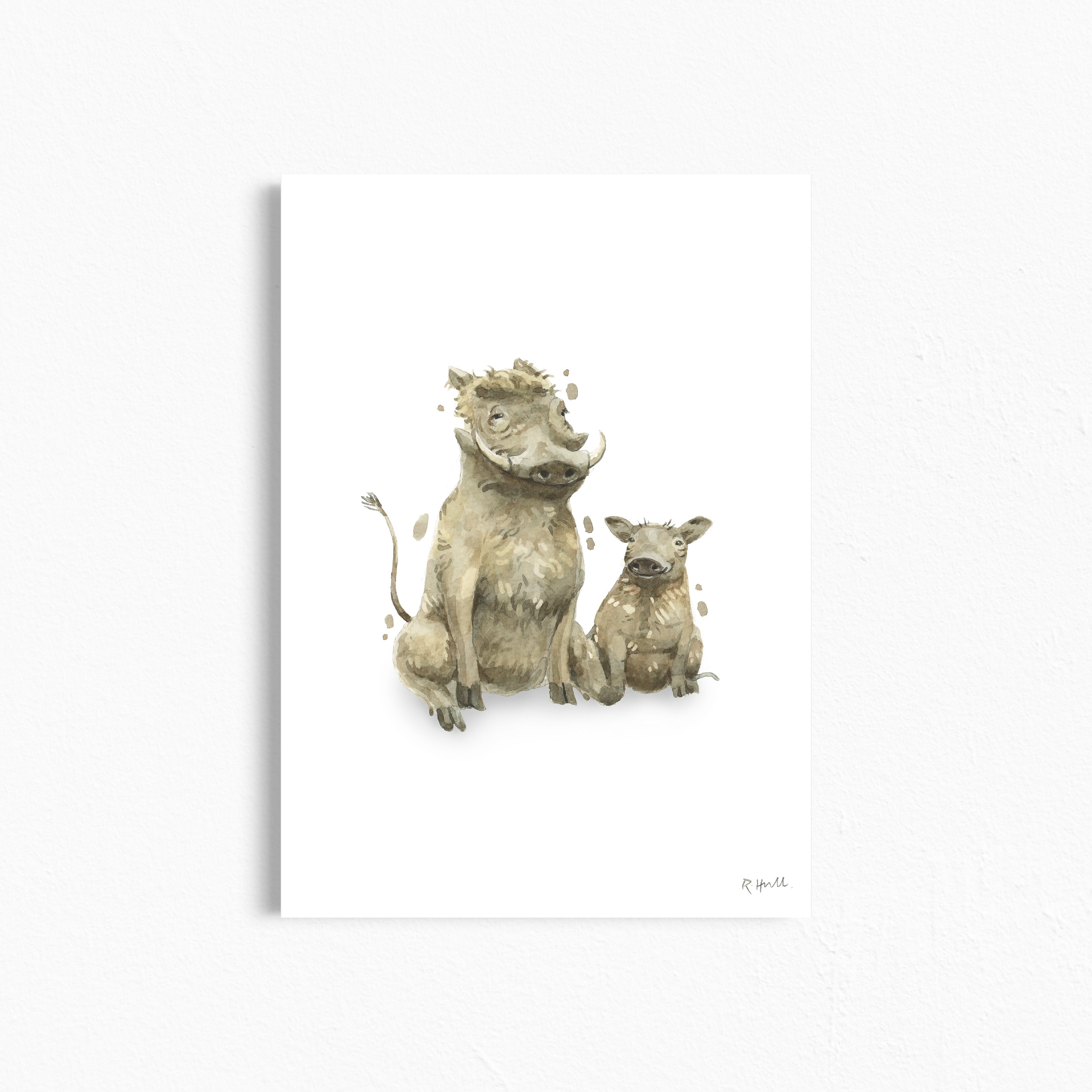 Warthog and Piglet A4/Letter Watercolour Print