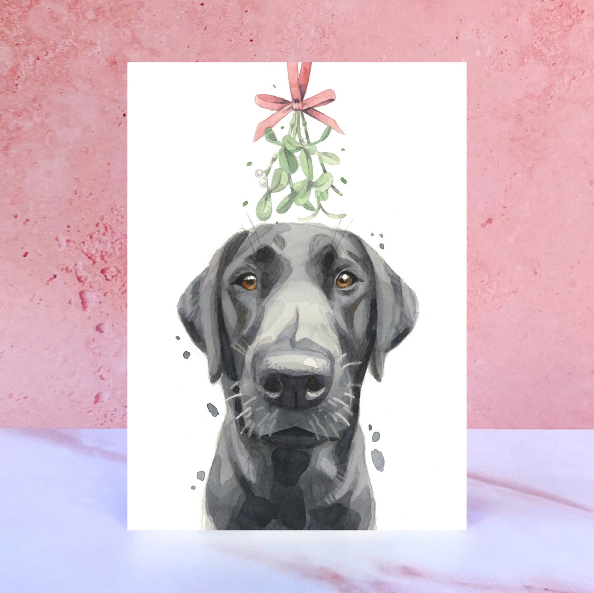 Labrador Christmas Cards, Cute Black Lab Retriever Art Xmas Holiday Greeting Card