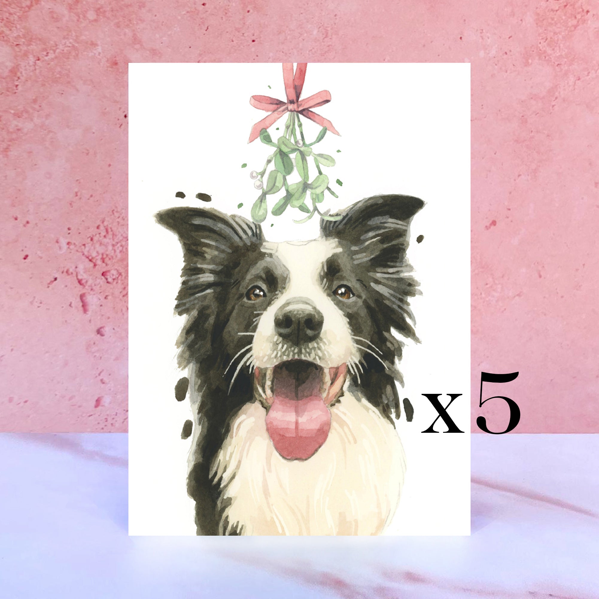 Pack of 5 Border Collie Christmas Cards