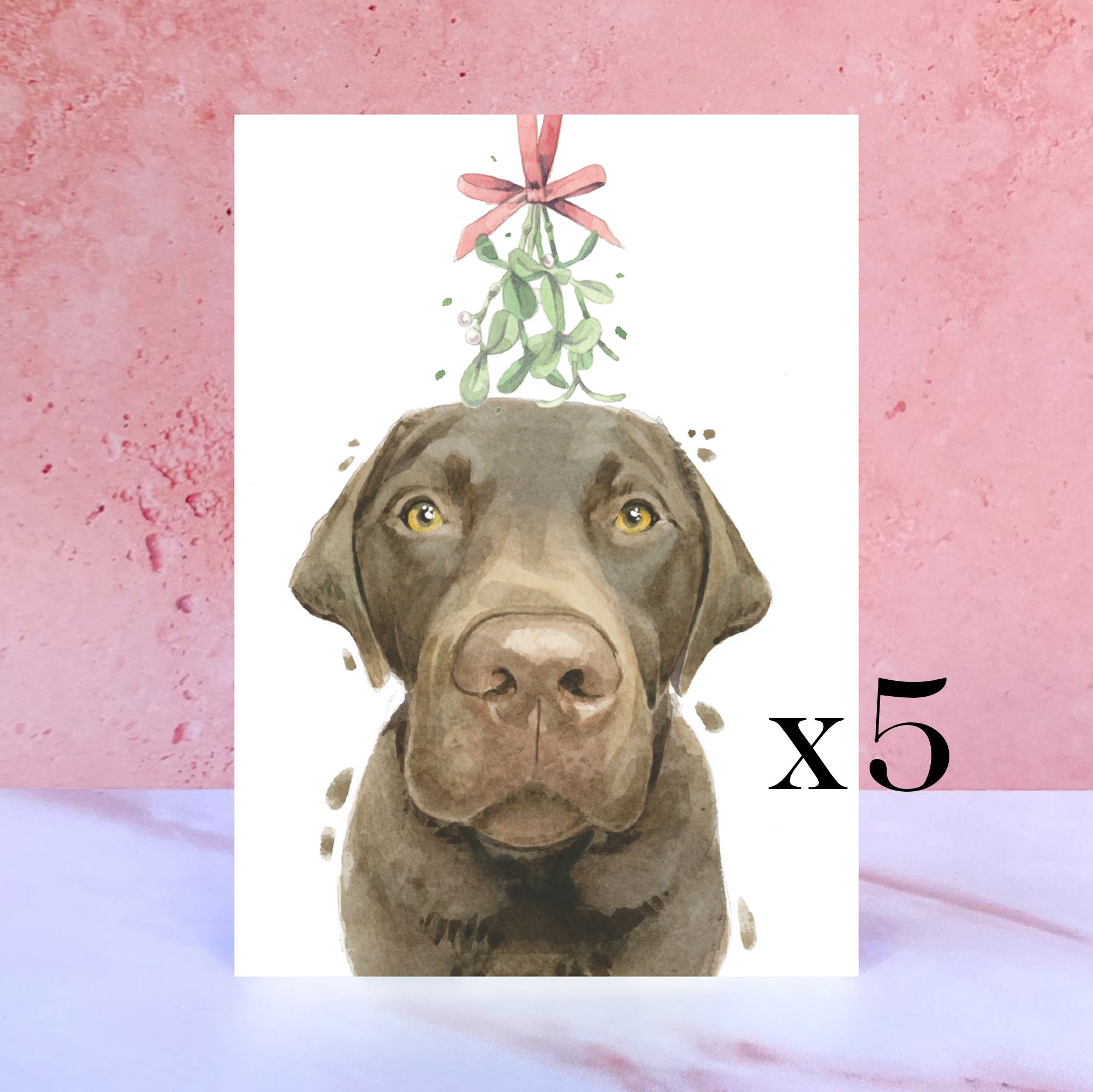 Pack of 5 Chocolate Labrador Christmas Cards