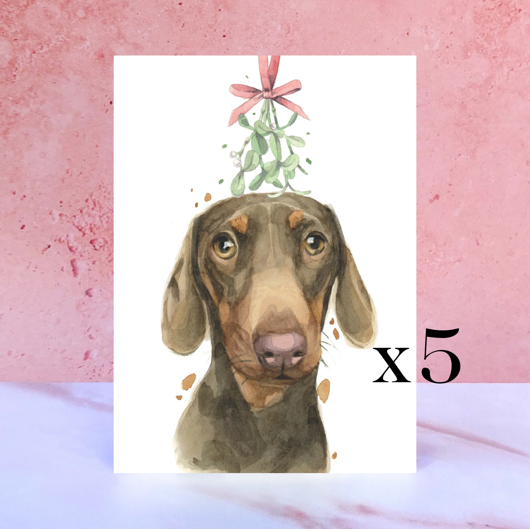 Pack of 5 Dachshund Christmas Cards
