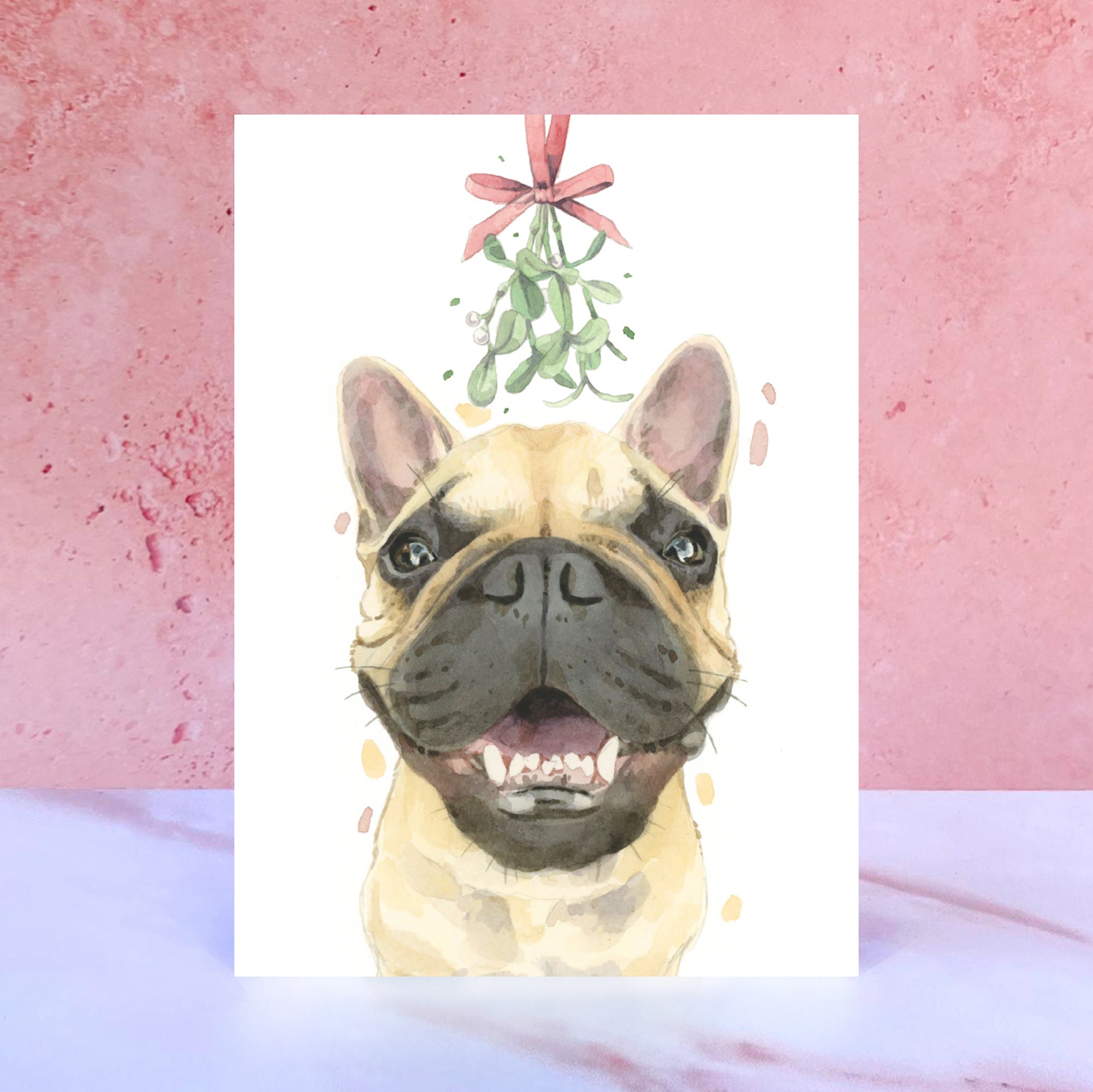 French Bulldog Christmas Card, Xmas Frenchie Holiday Greeting Cards