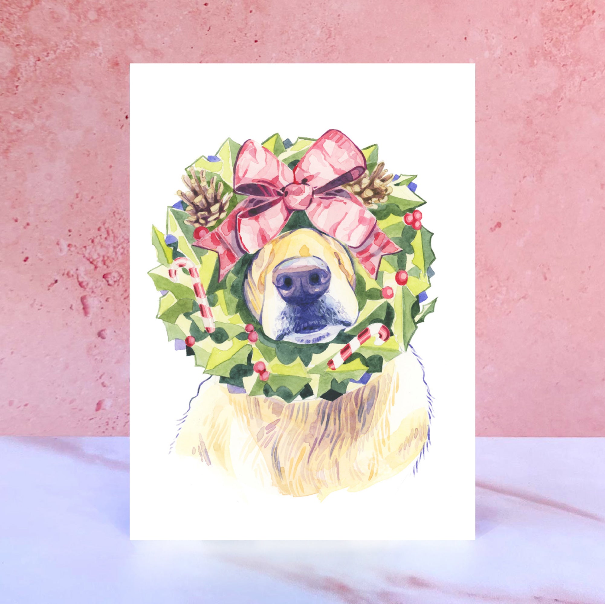 Golden Retriever Dog Christmas Cards, Cute Goldie Fine Art Puppy Xmas Holiday Greeting Card