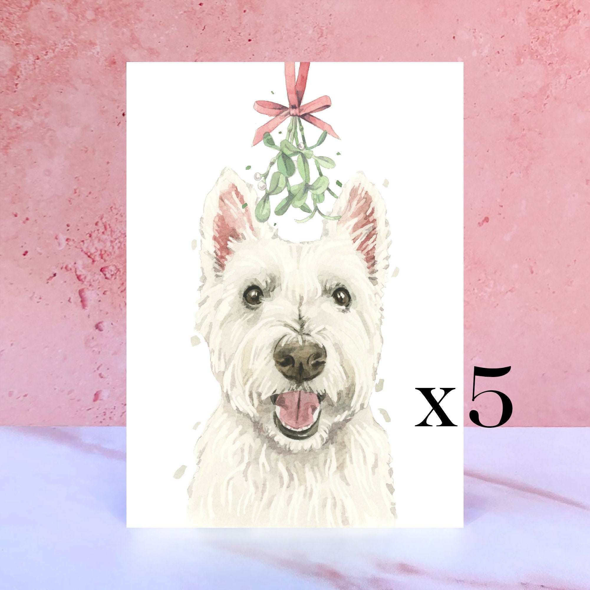 Pack of 5 West Highland Terrier Westie Christmas Cards