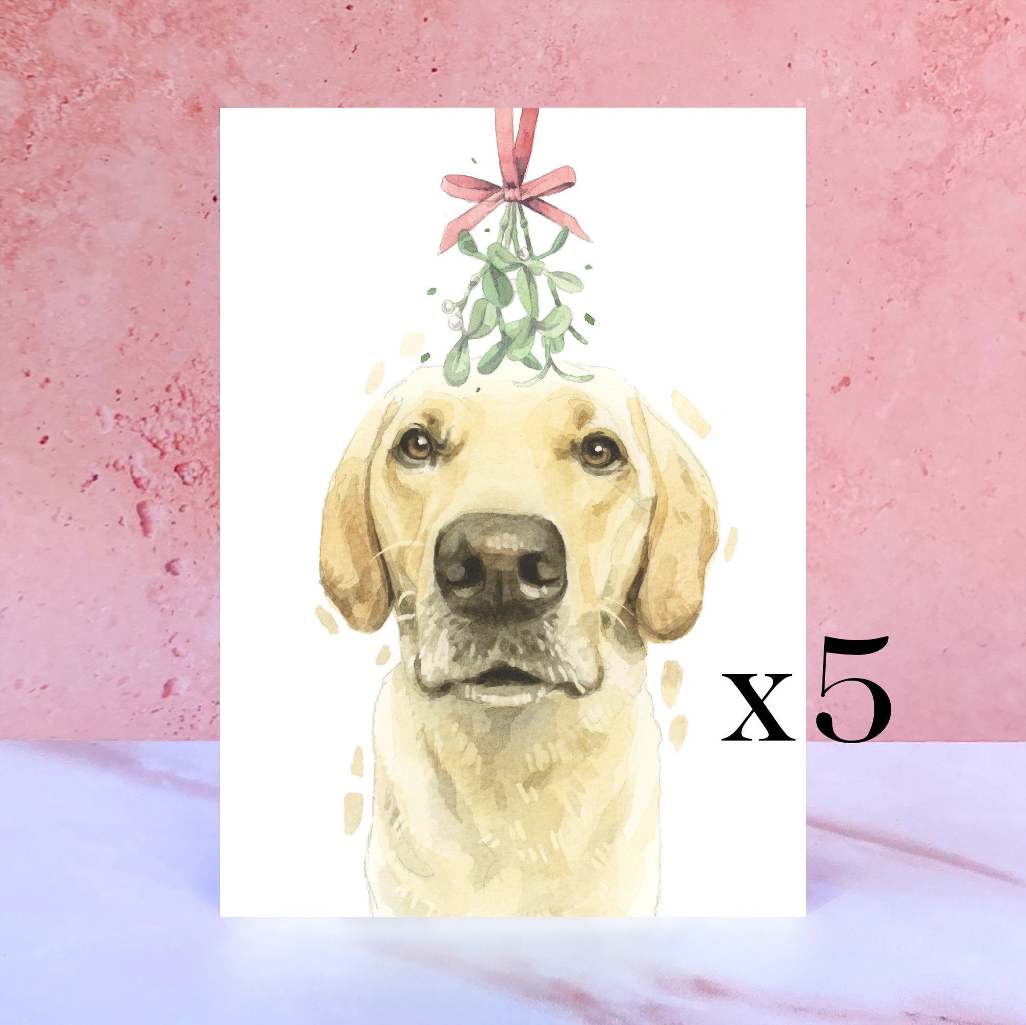 Pack of 5 Yellow Labrador Christmas Cards