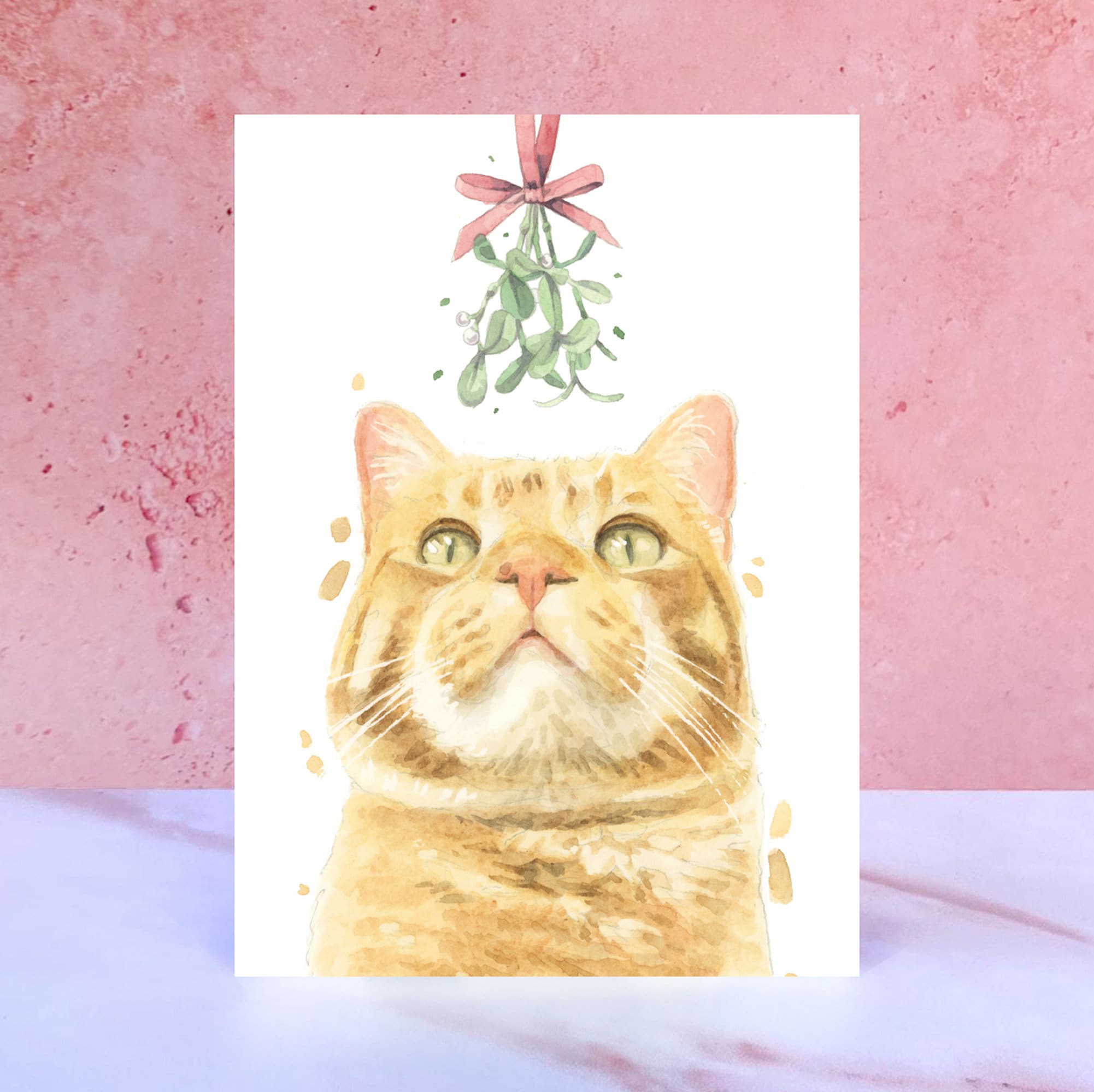 Ginger Tabby Cat Christmas Card