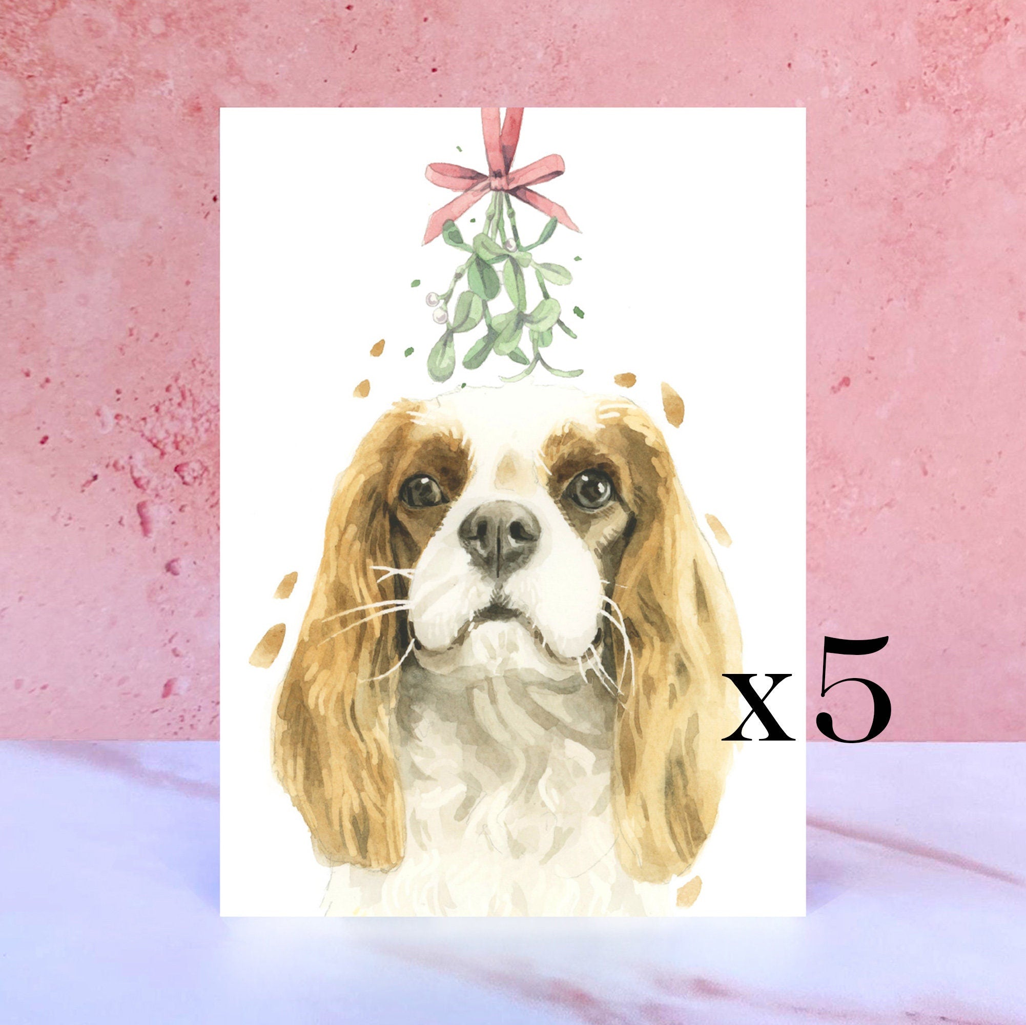 Pack of 5 Cavalier King Charles Spaniel Christmas Cards