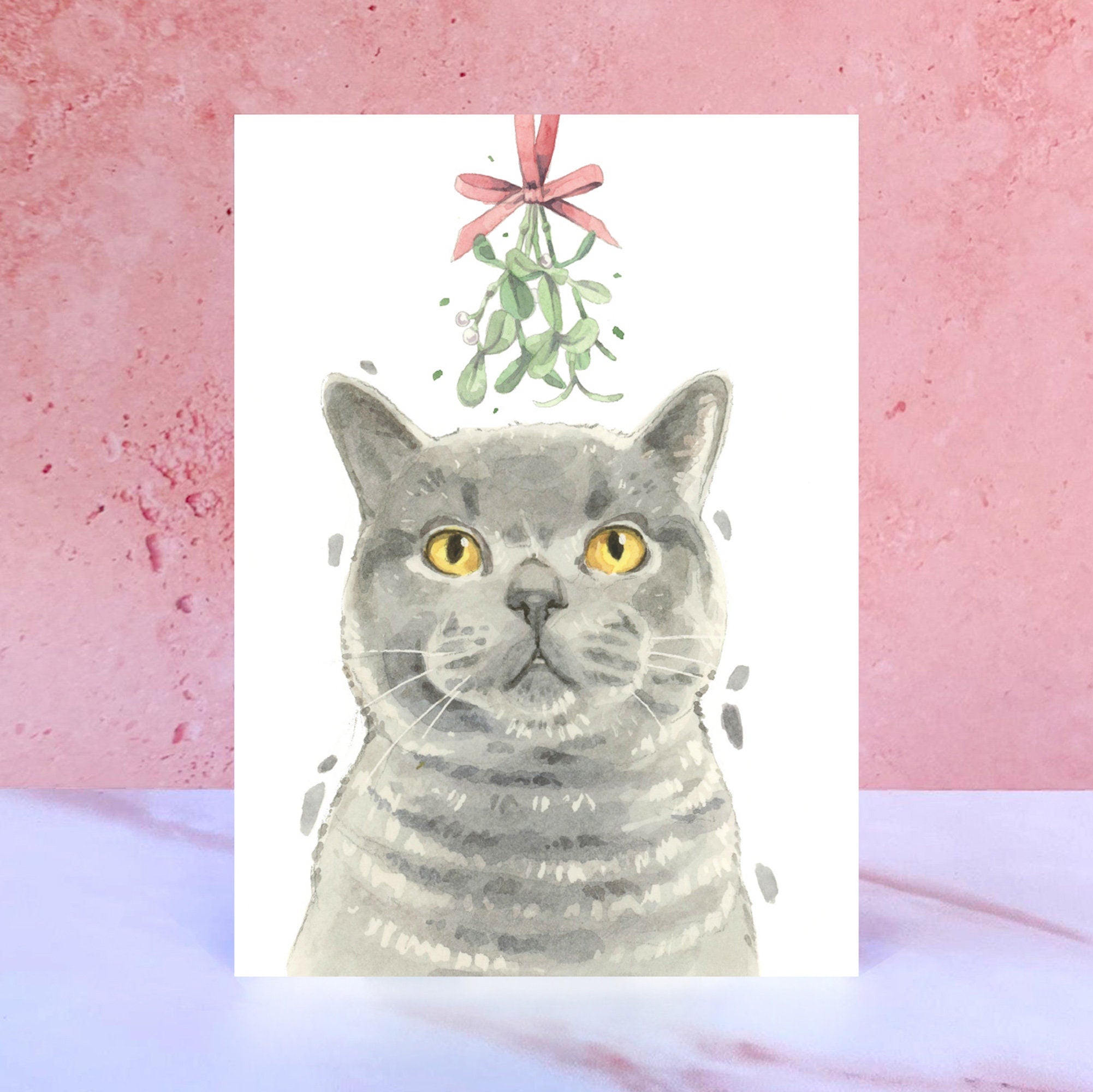 British Shorthair Cat Christmas Card