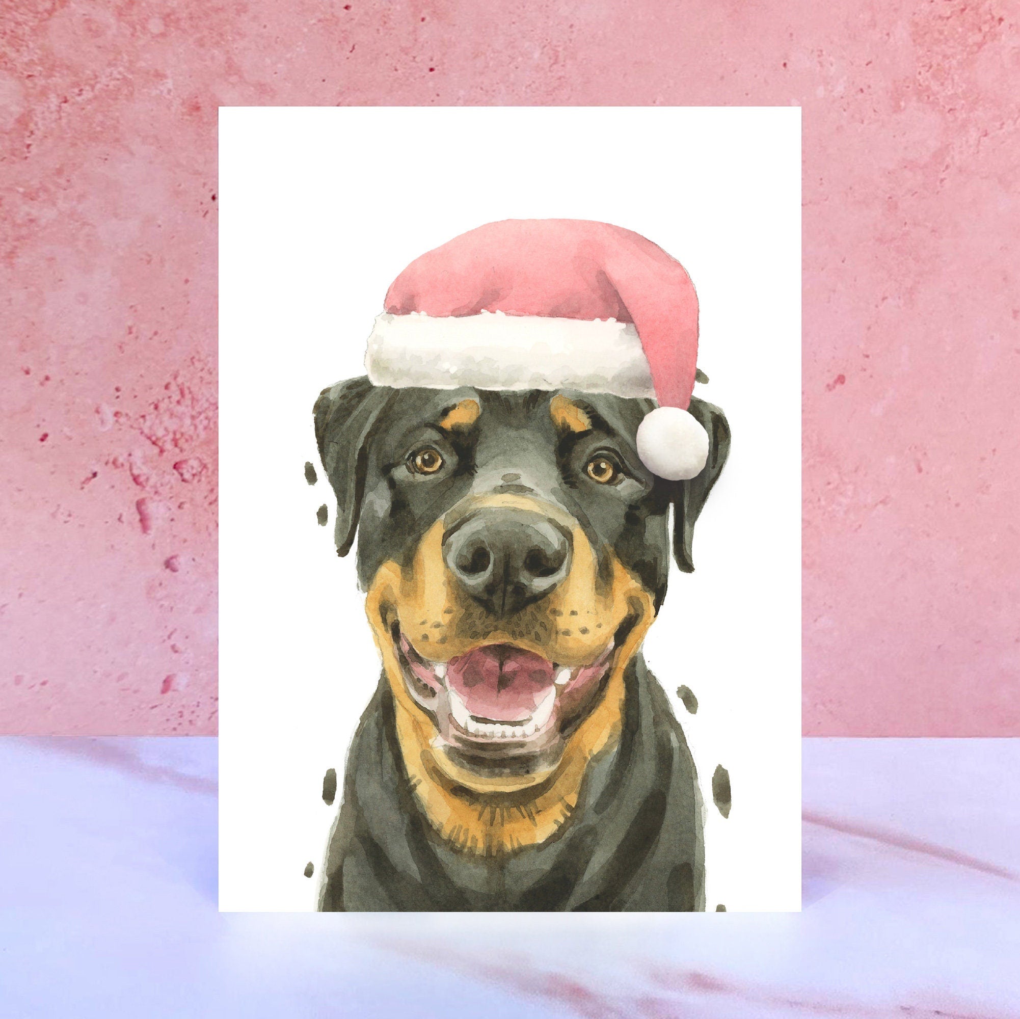 Rottweiler Pompom Christmas Card