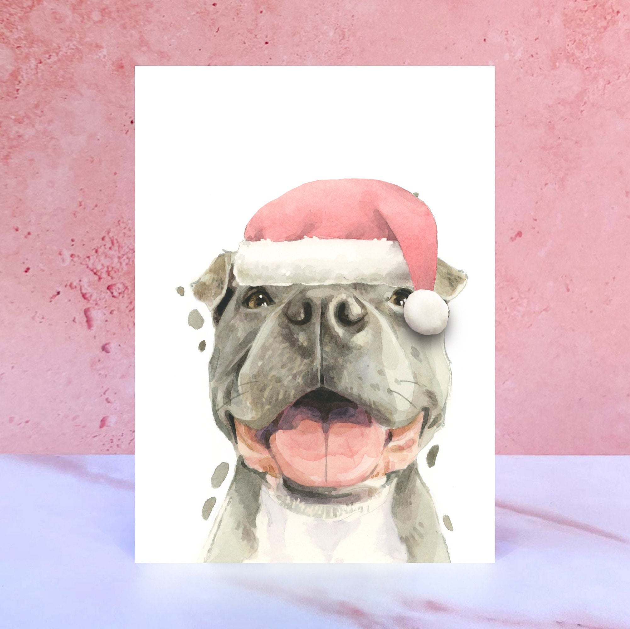 Staffordshire Bull Terrier Pompom Christmas Card