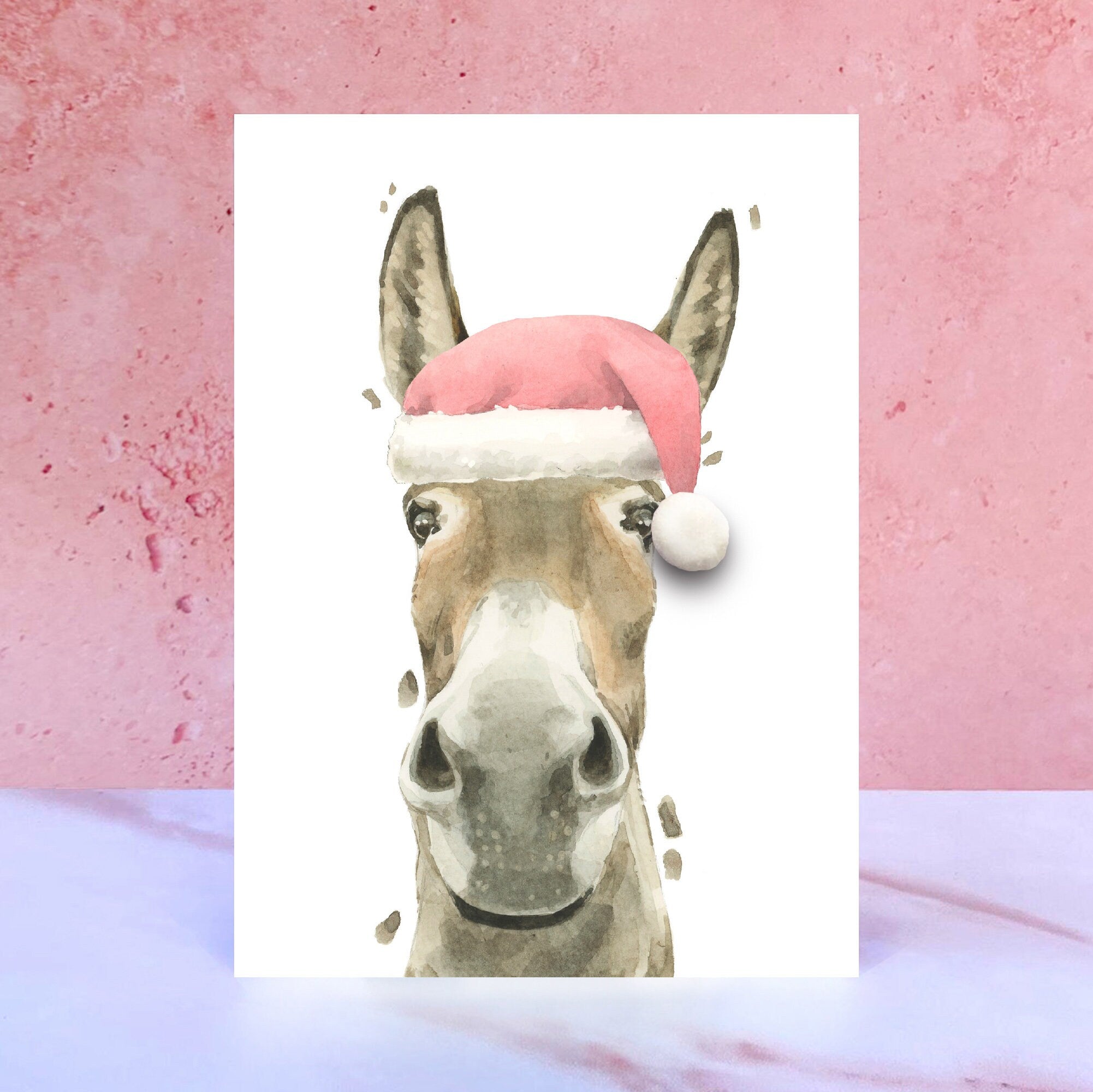 Donkey Pompom Christmas Card