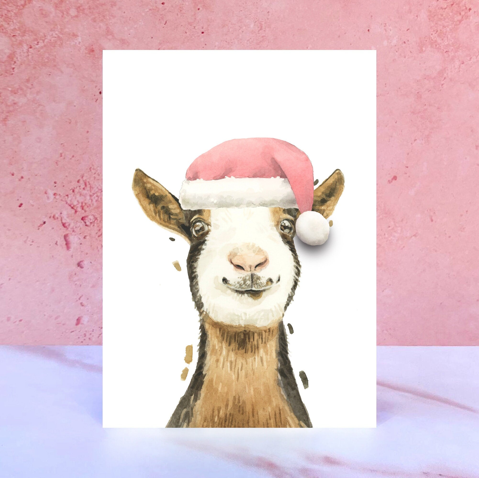 Goat Pompom Christmas Card