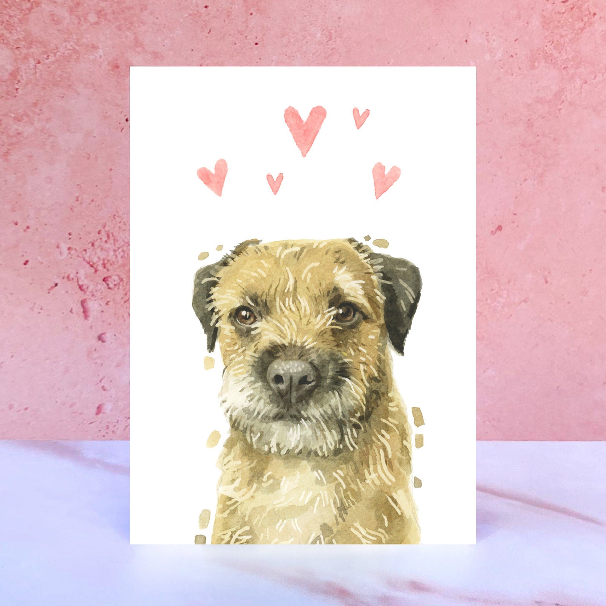 Border Terrier Licks & Kisses Card for Valentines, Anniversaries and from the Dog