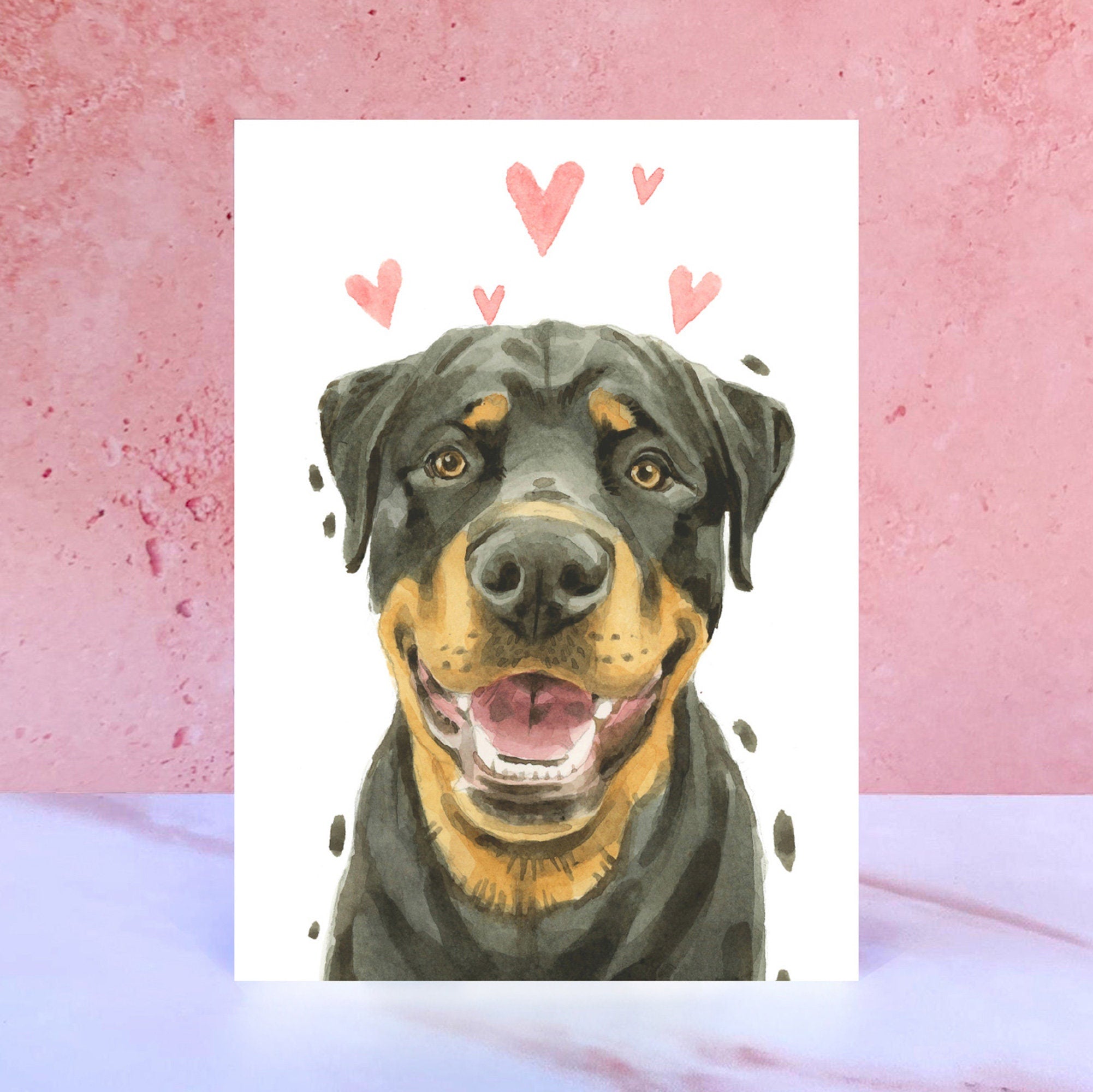Rottweiler Licks & Kisses Card for Valentines, Anniversaries and from the Dog