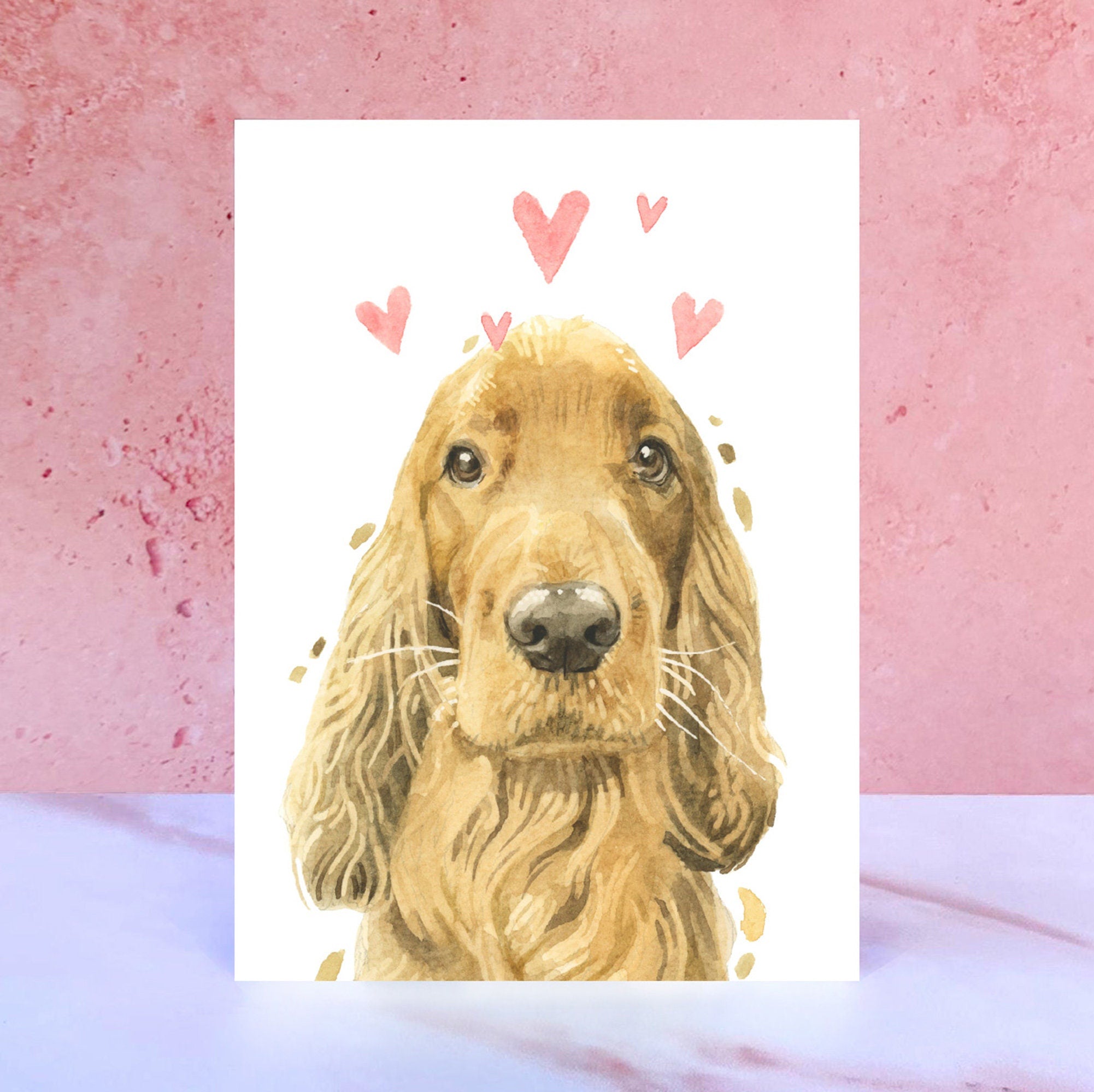 Ginger Cocker Spaniel Licks & Kisses Card for Valentines, Anniversaries and from the Dog