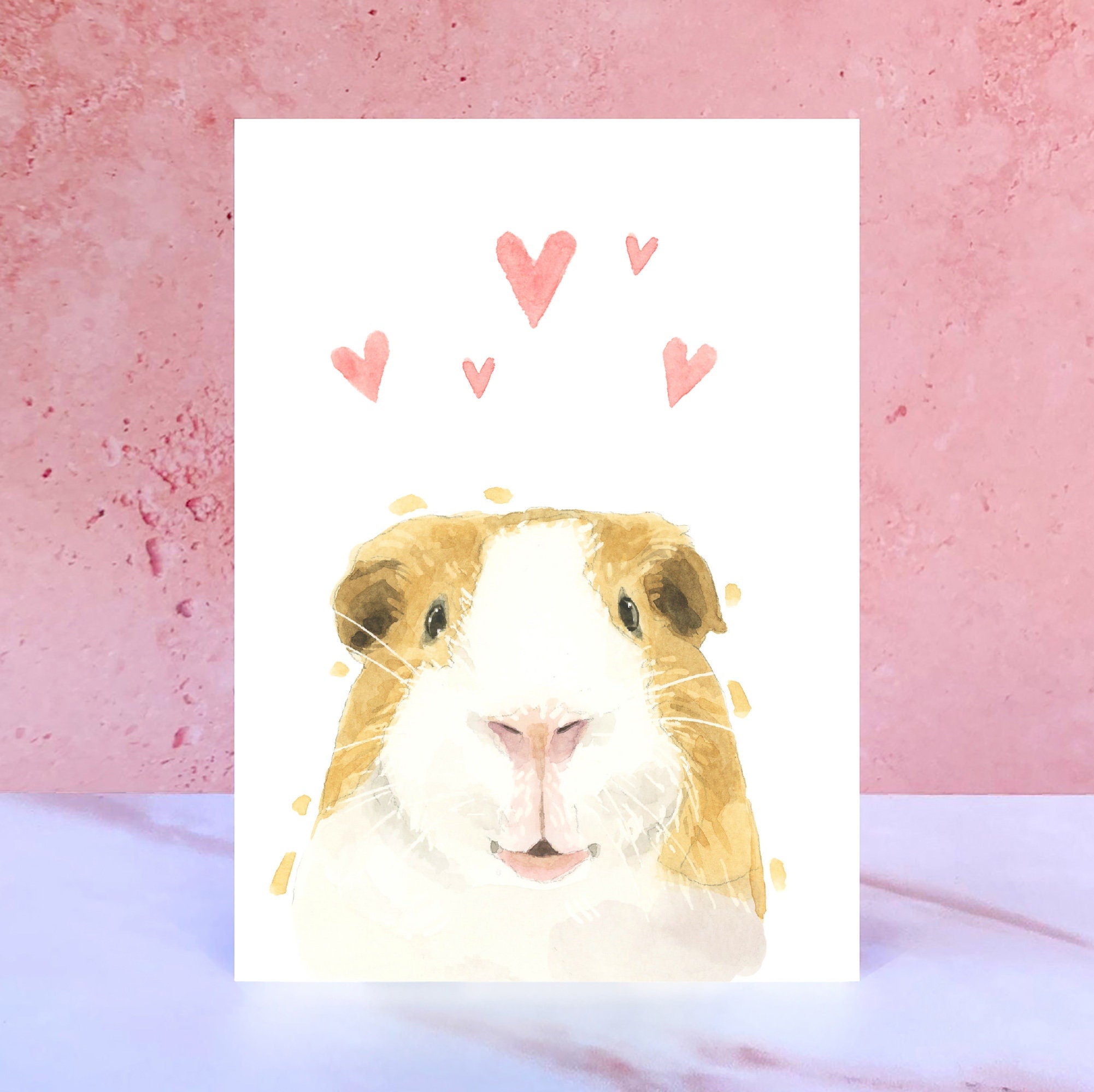 Guinea Pig Licks & Kisses Card for Valentines, Anniversaries and from the Pet