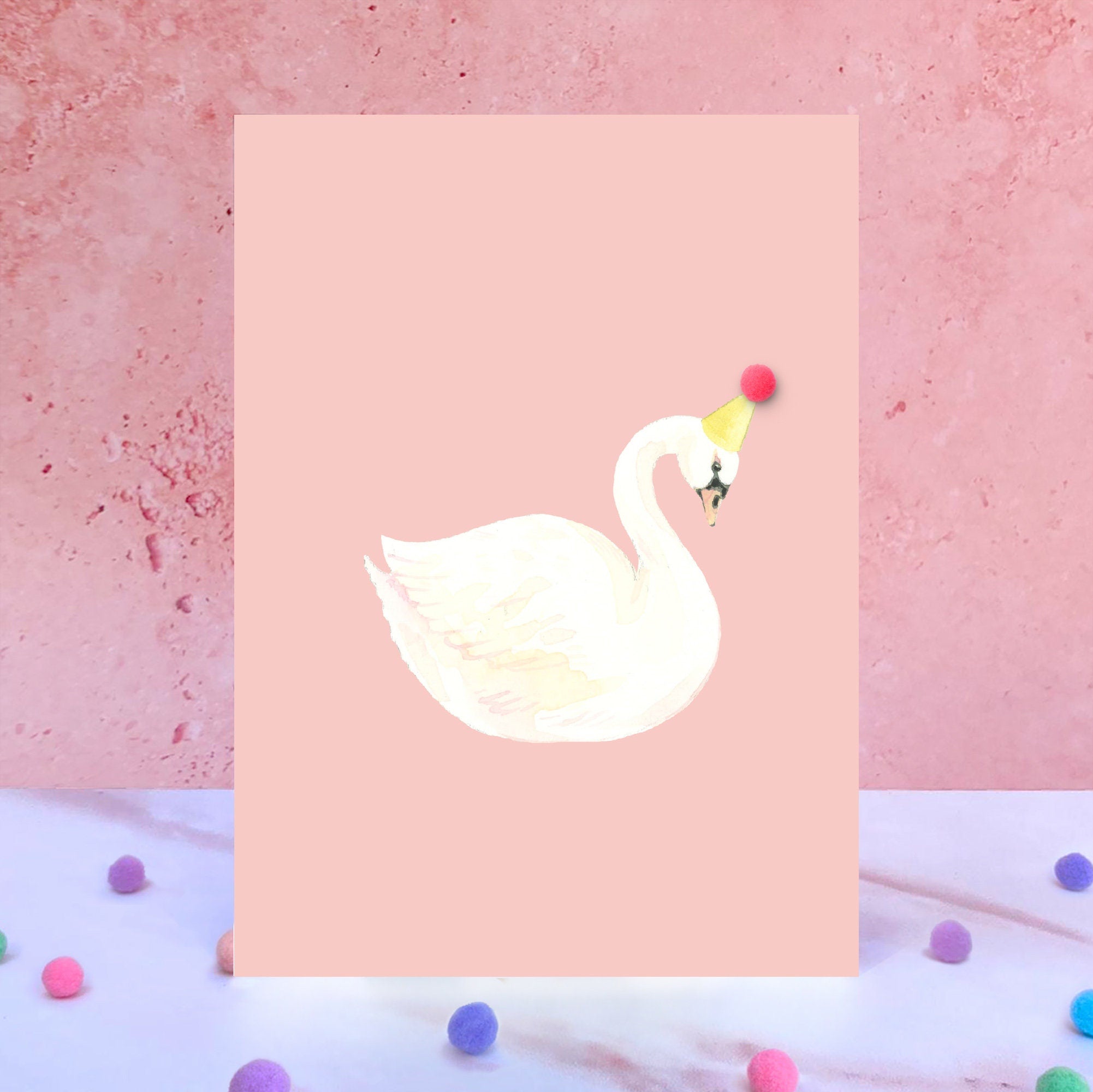 Swan Pompom Animal Card