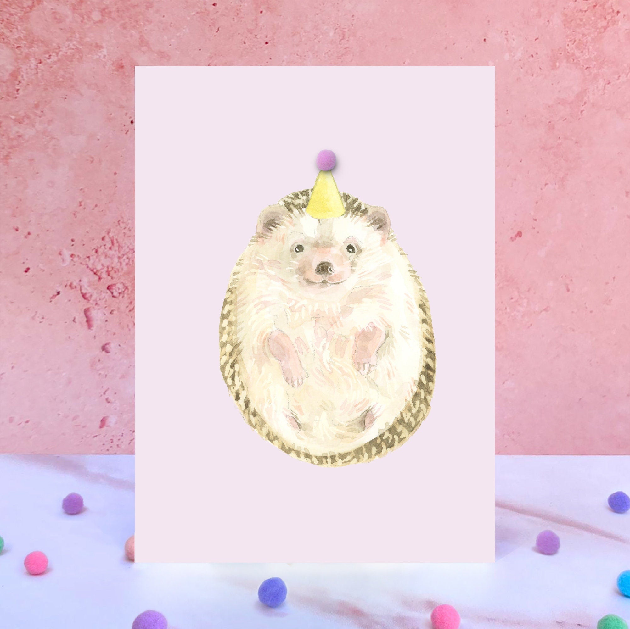 Hedgehog Pompom Animal Birthday Card