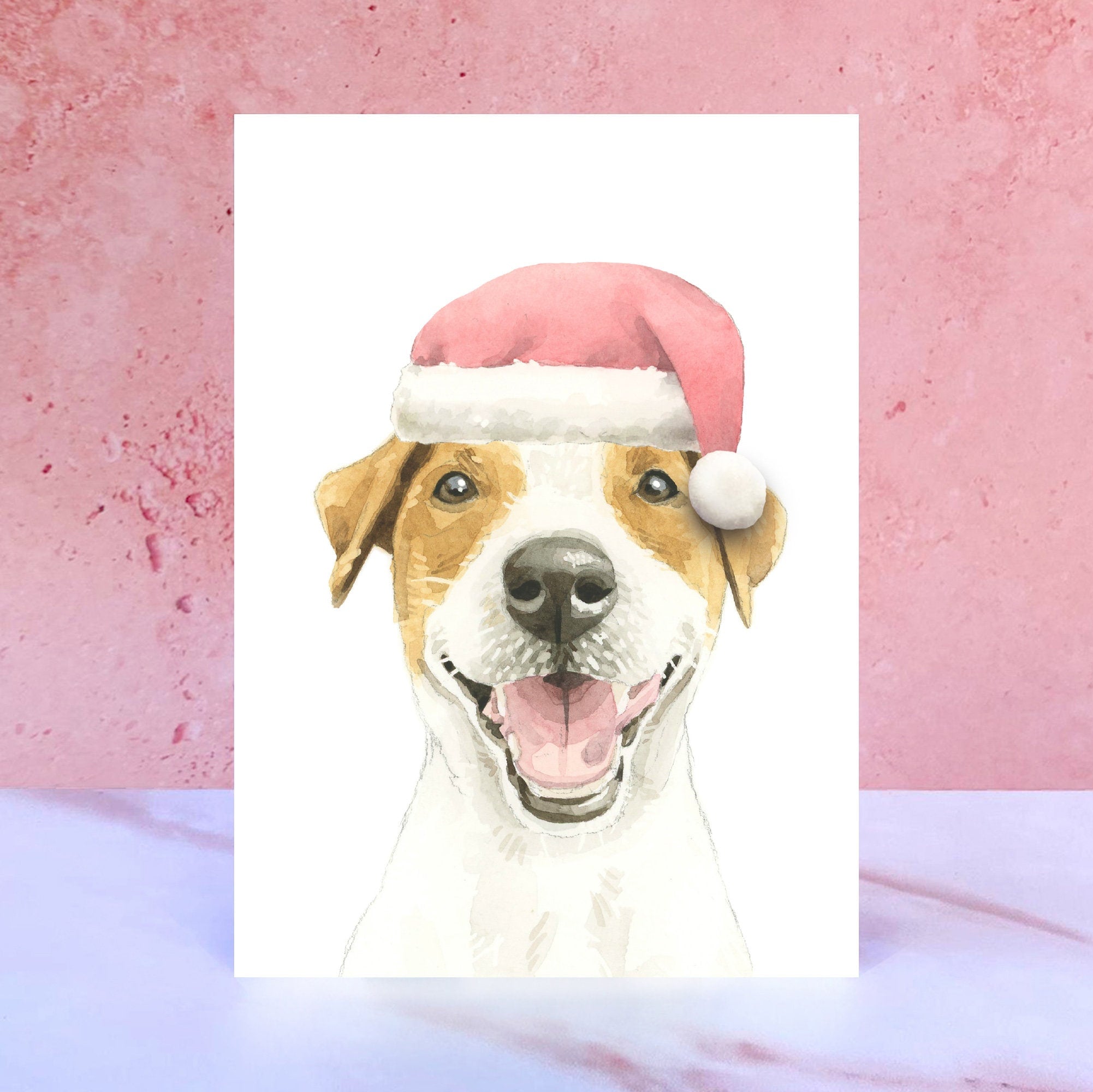Jack Russell Terrier Pompom Christmas Card