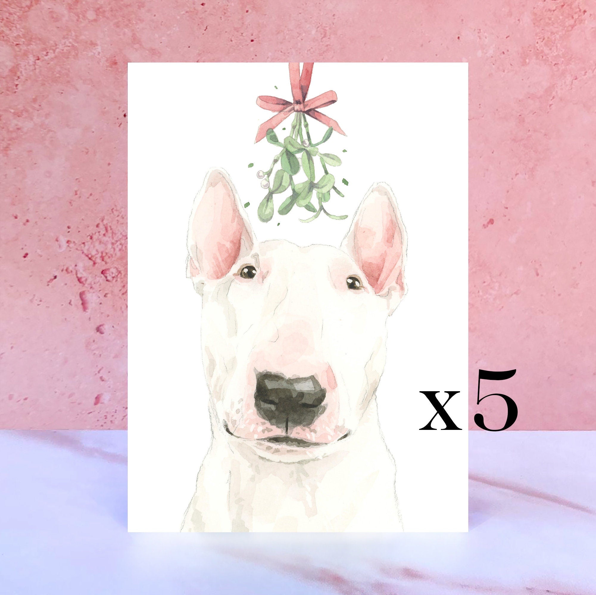 Pack of 5 English Bull Terrier Christmas Card
