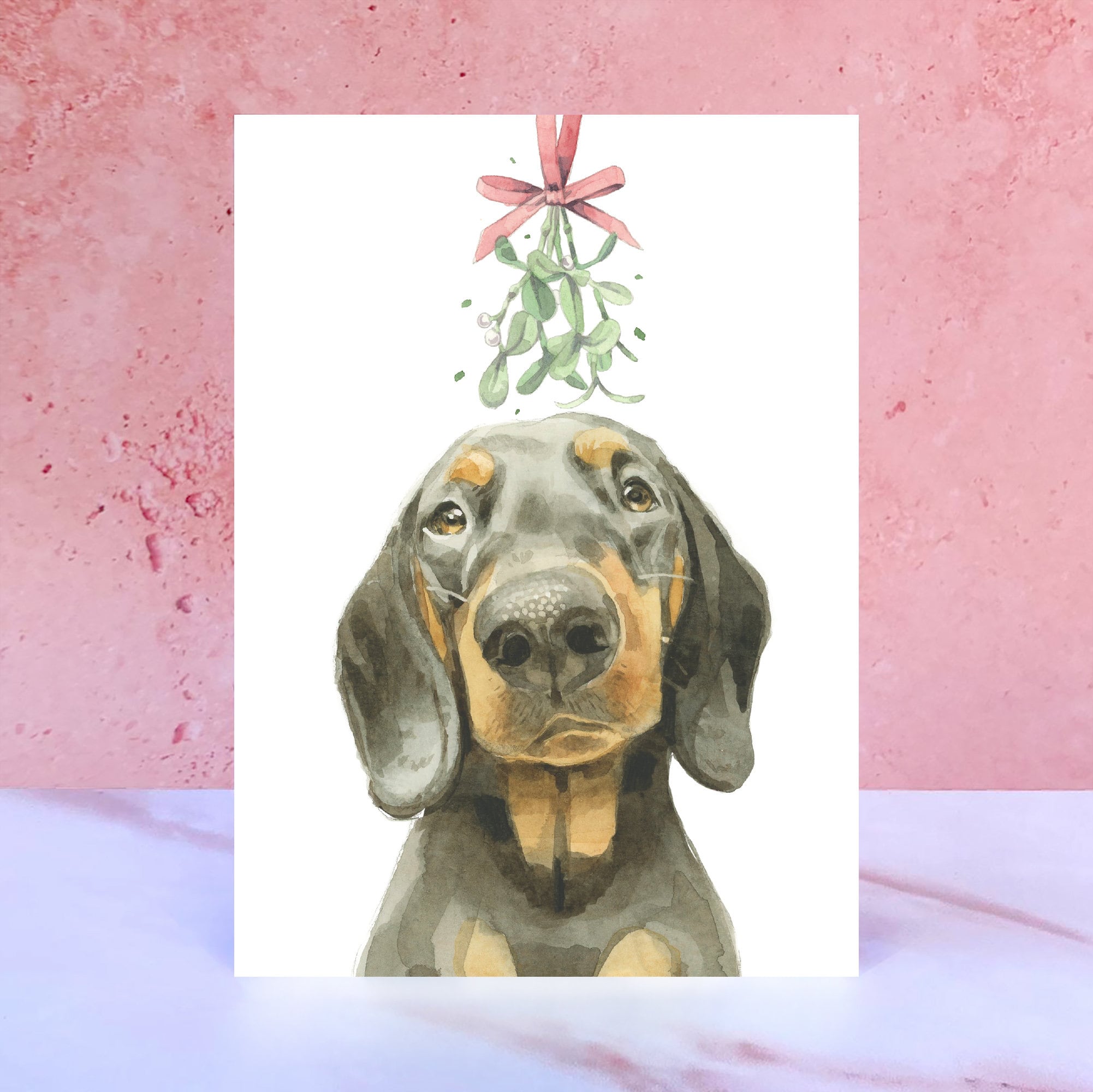 Black and Tan Dachshund Christmas Card