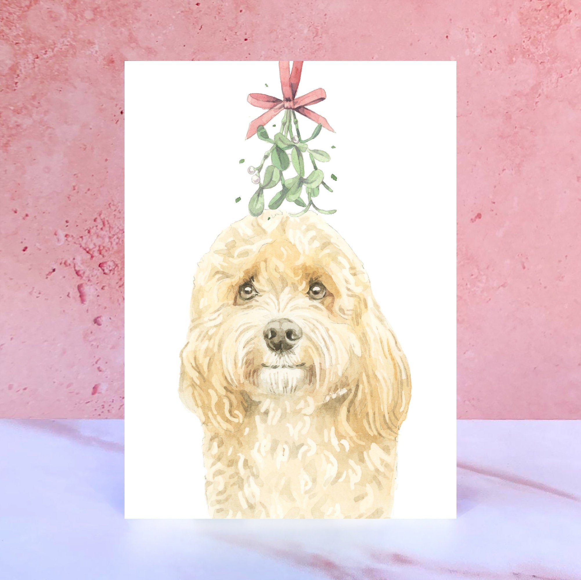 Apricot Cavapoo Christmas Card