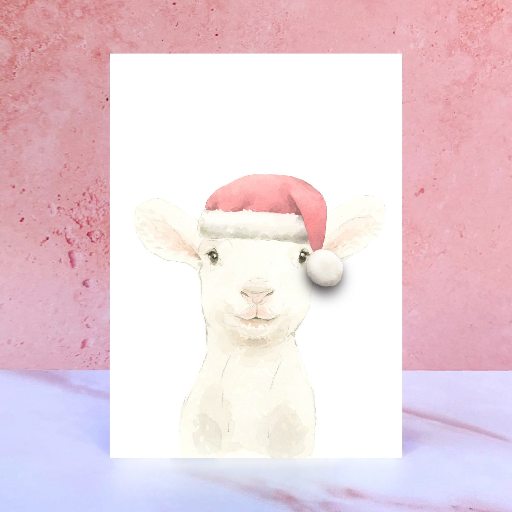 Lamb Pompom Christmas Card