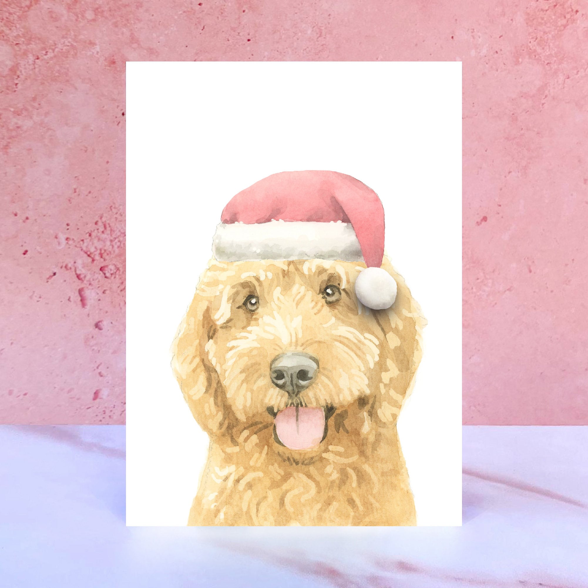 Ruby Cockapoo Pompom Christmas Card