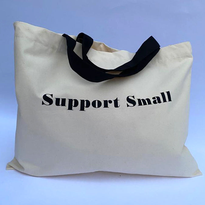 Cream and Black 'Support Small' Large Canvas Bag